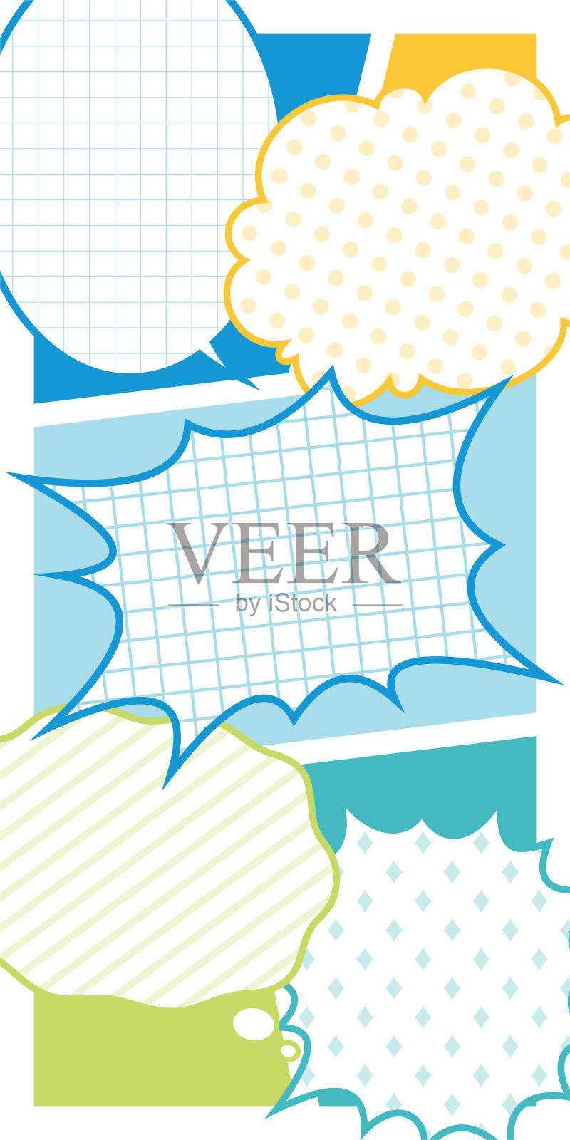 色彩丰富的浓缩线条和言语泡泡插画图片素材