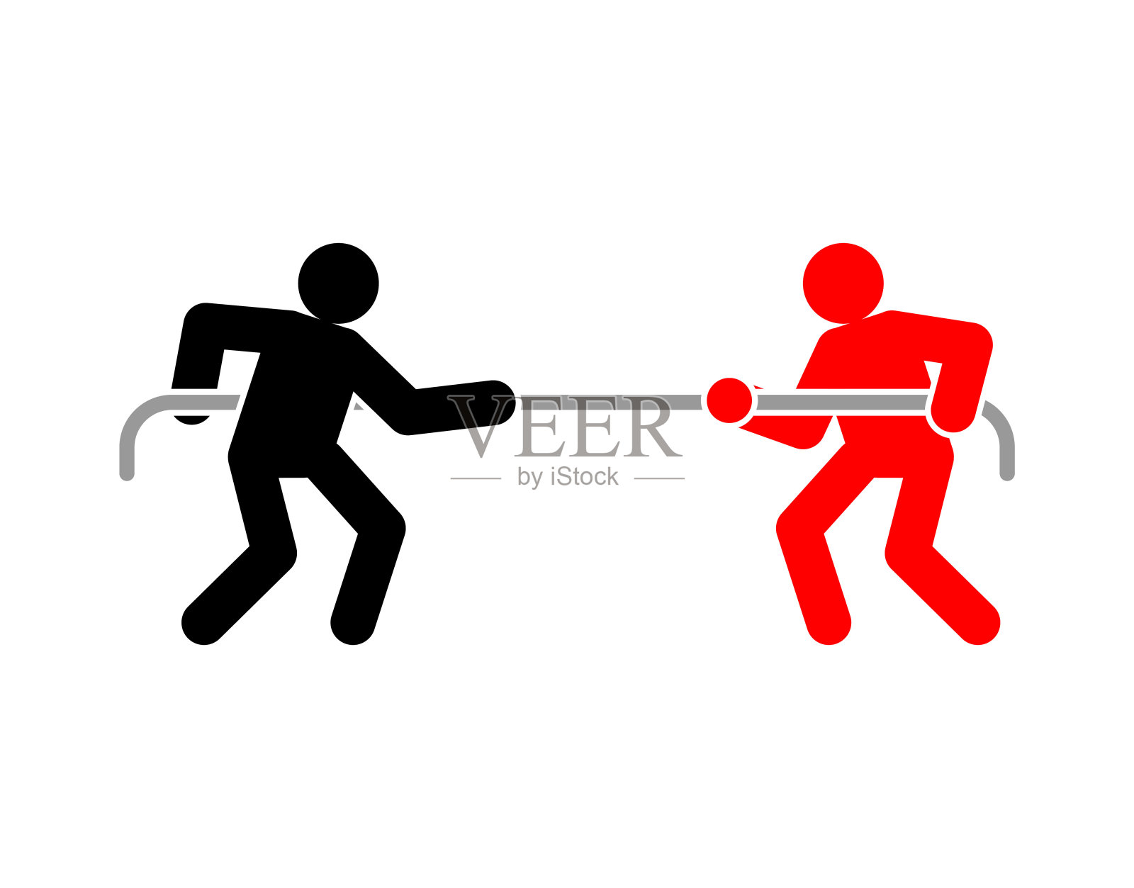 拔河标志。人们在拉绳子。两家公司对抗的概念。竞争的迹象插画图片素材