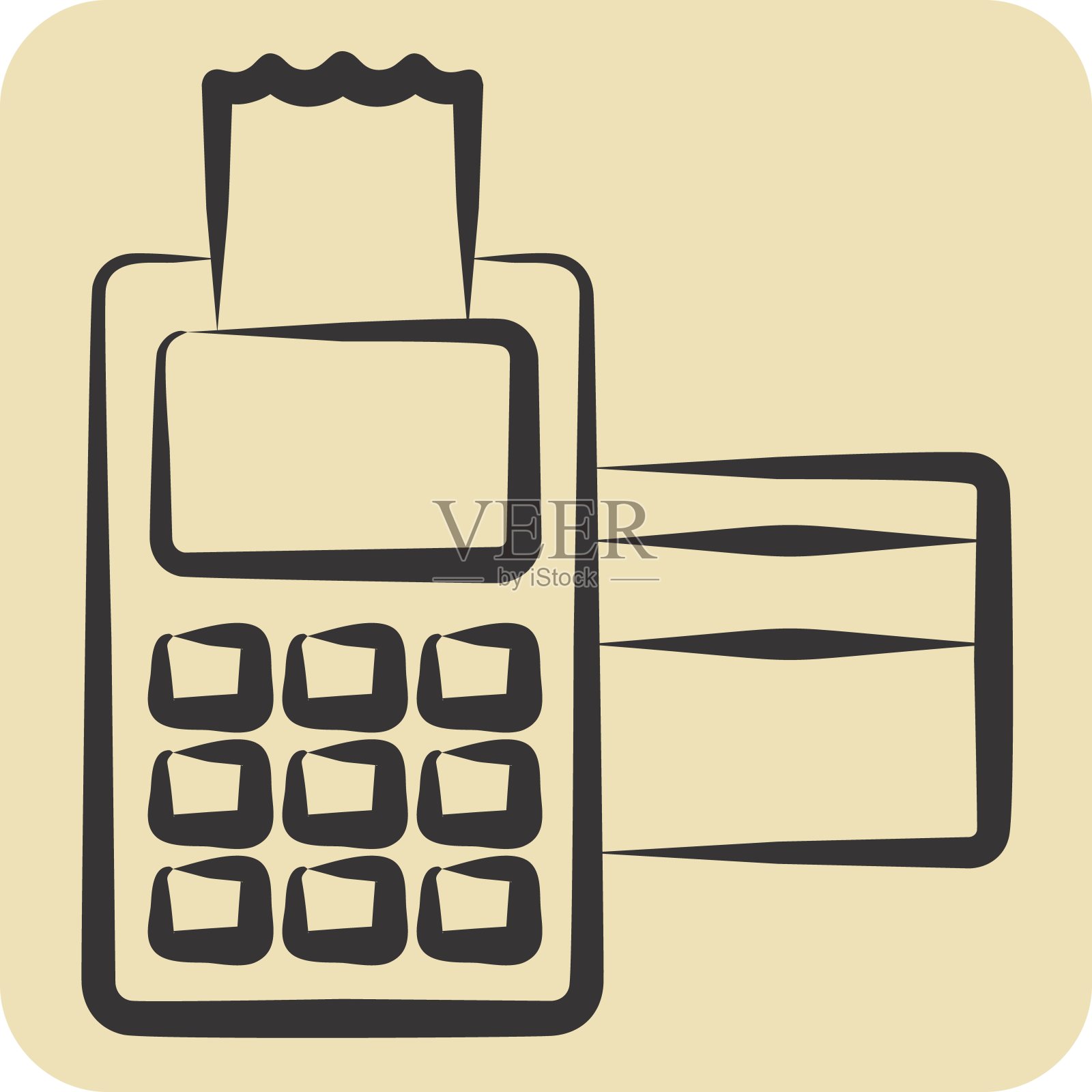 Icon卡支付。与智慧城市符号相关。手绘风格。简单的设计说明插画图片素材