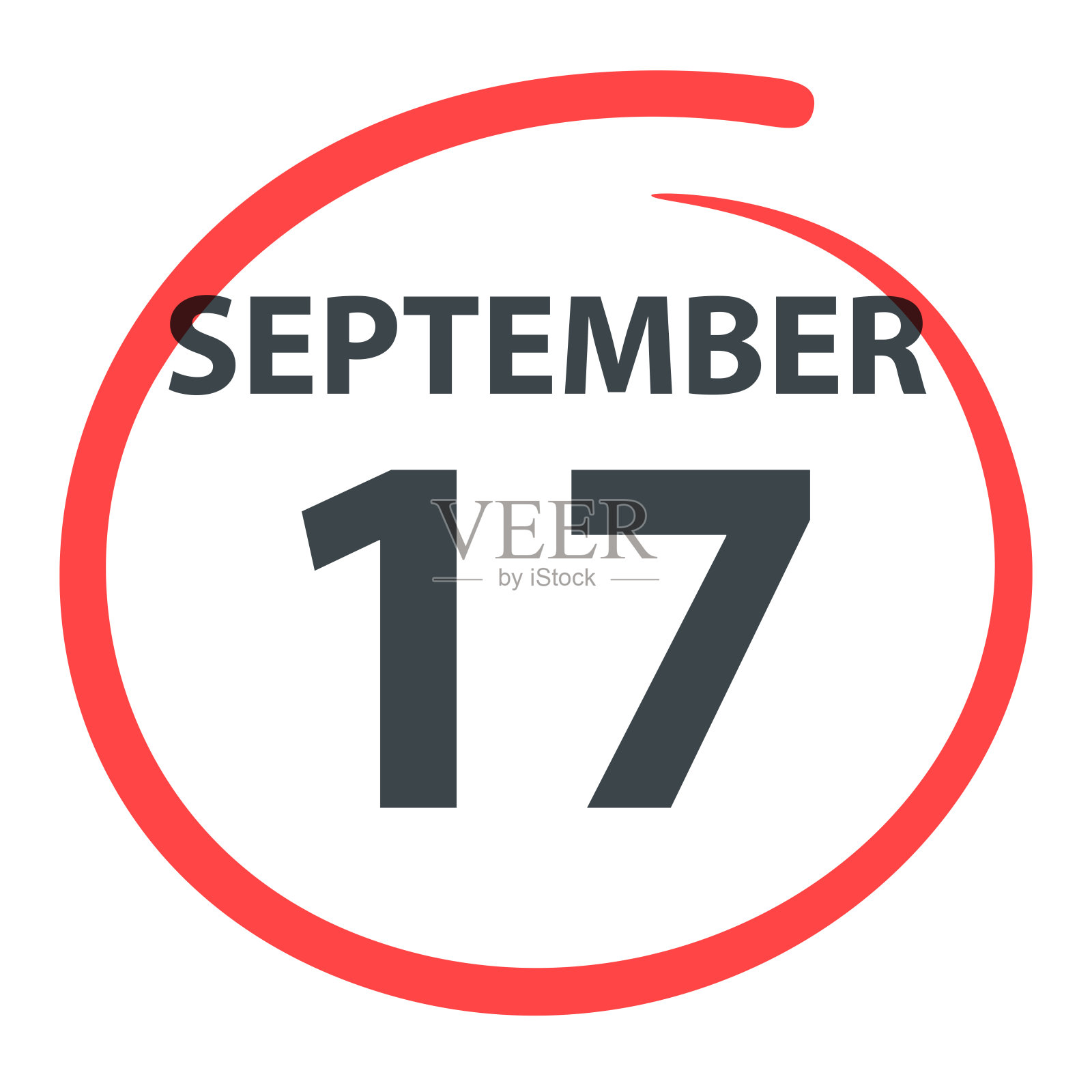 9月17日——白底红圈的日期插画图片素材