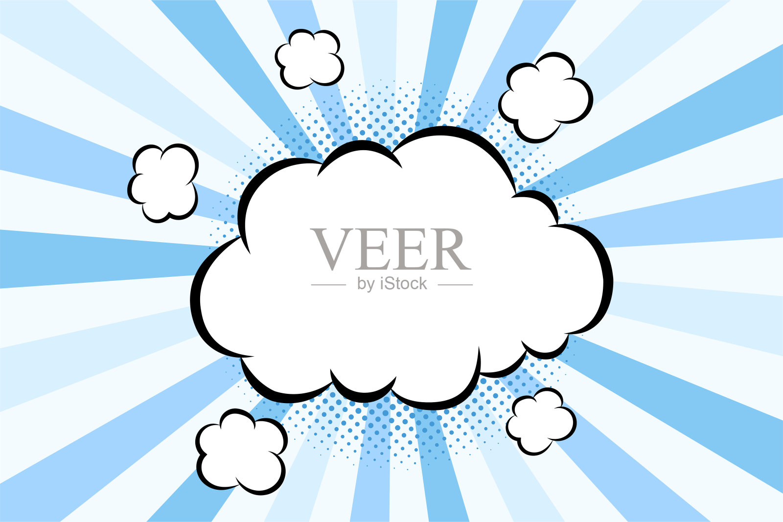 喜剧语音气泡，带有云和半色调阴影，波普艺术风格。插画图片素材