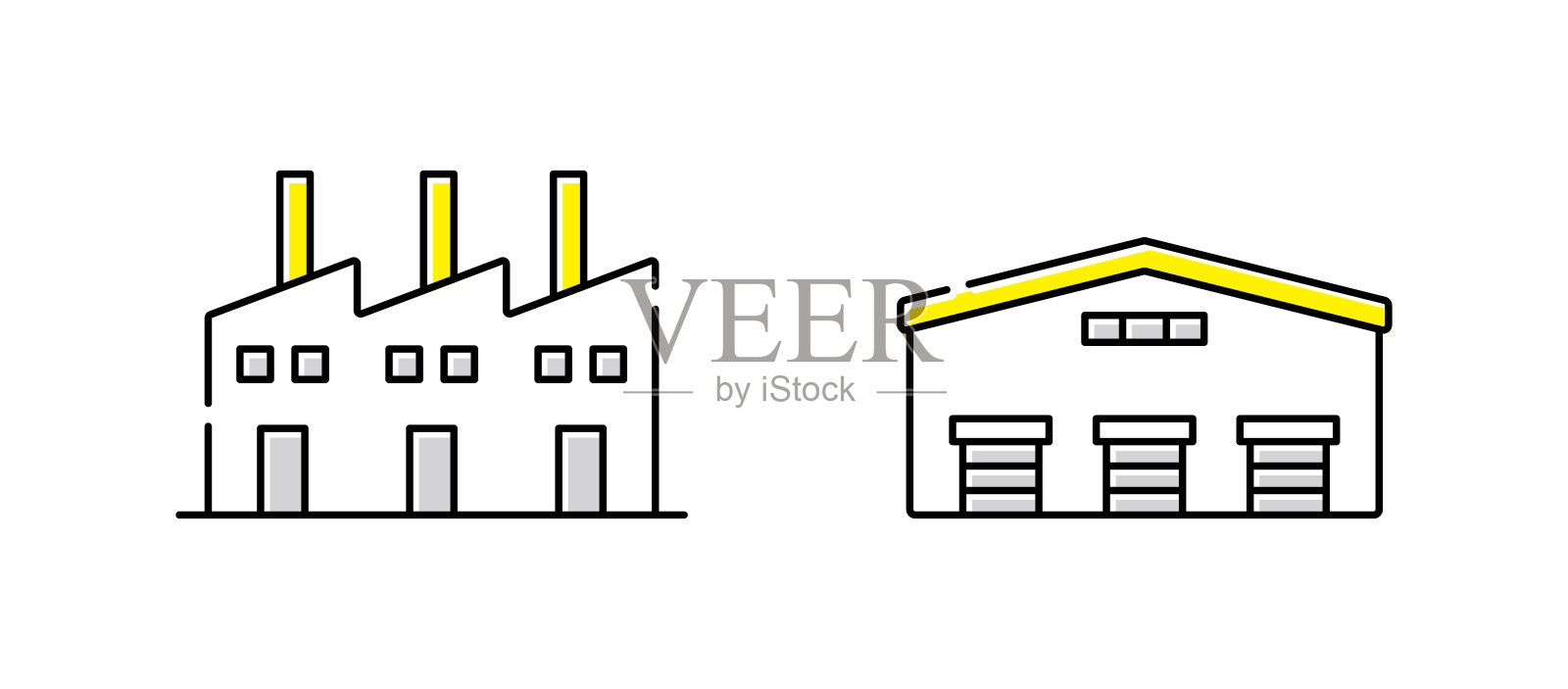 一套简单易用的建筑图标插画图片素材