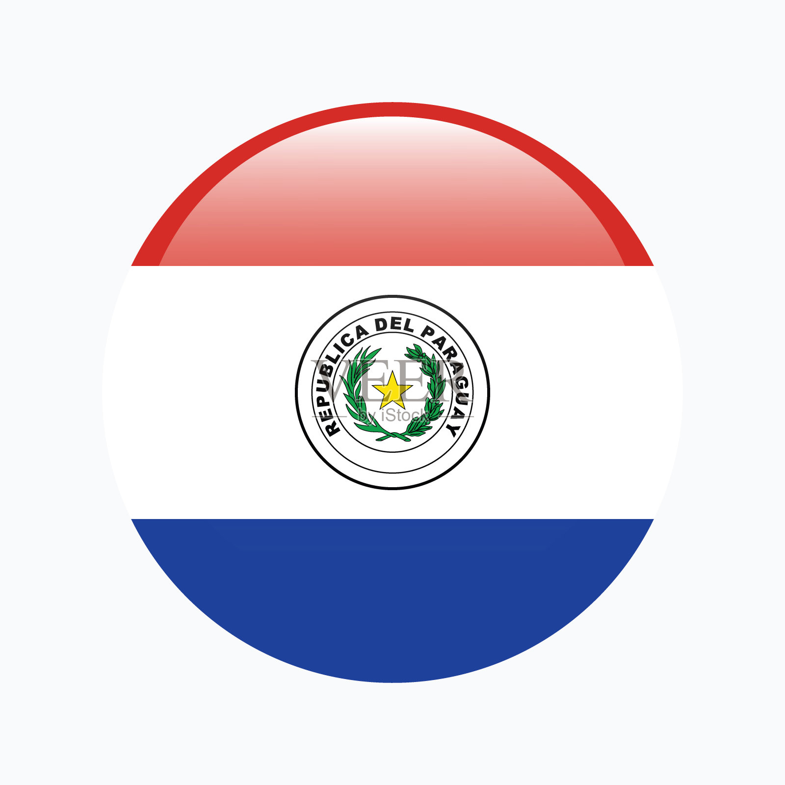 巴拉圭圆形旗帜按钮图标3D矢量图插画图片素材