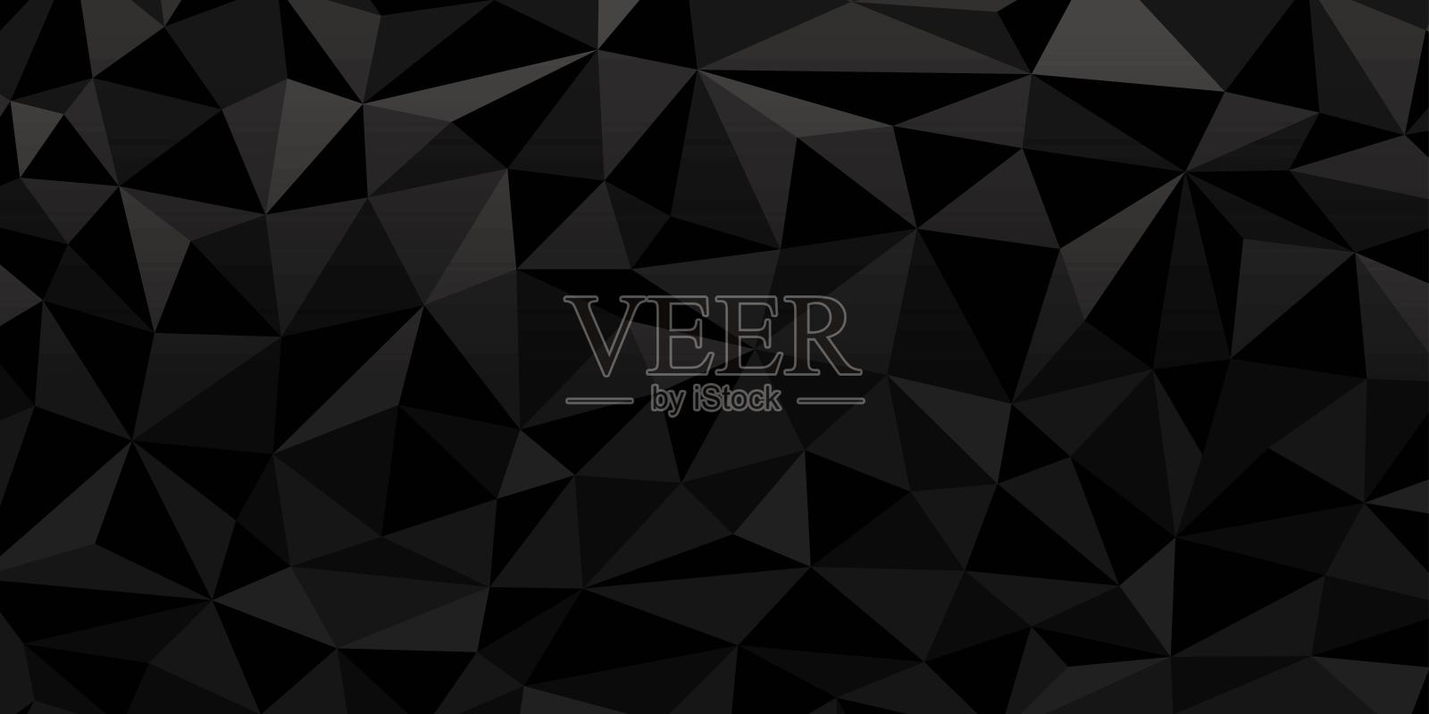 酷黑色水平多边形背景插画图片素材