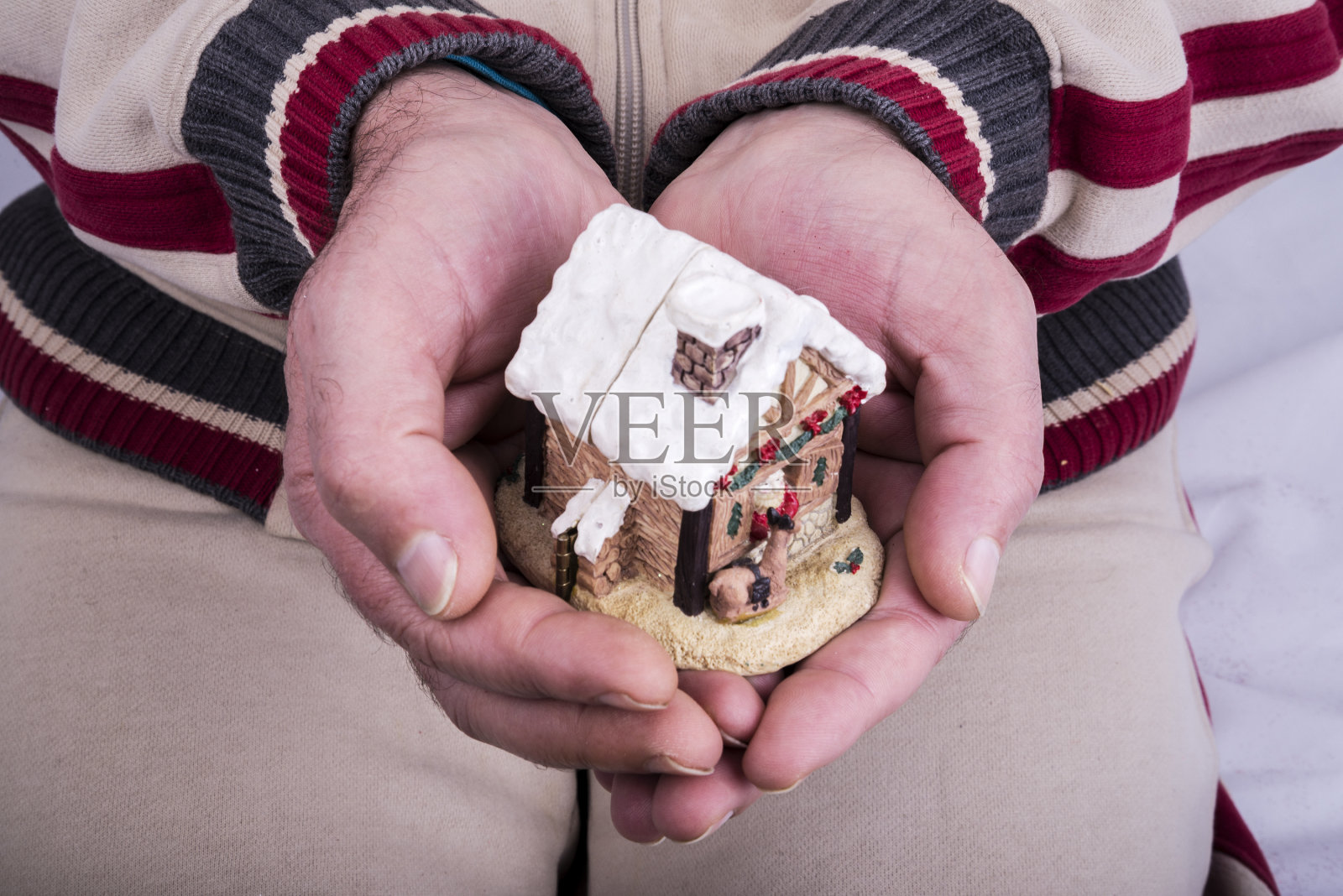 玩具屋在男性手中照片摄影图片