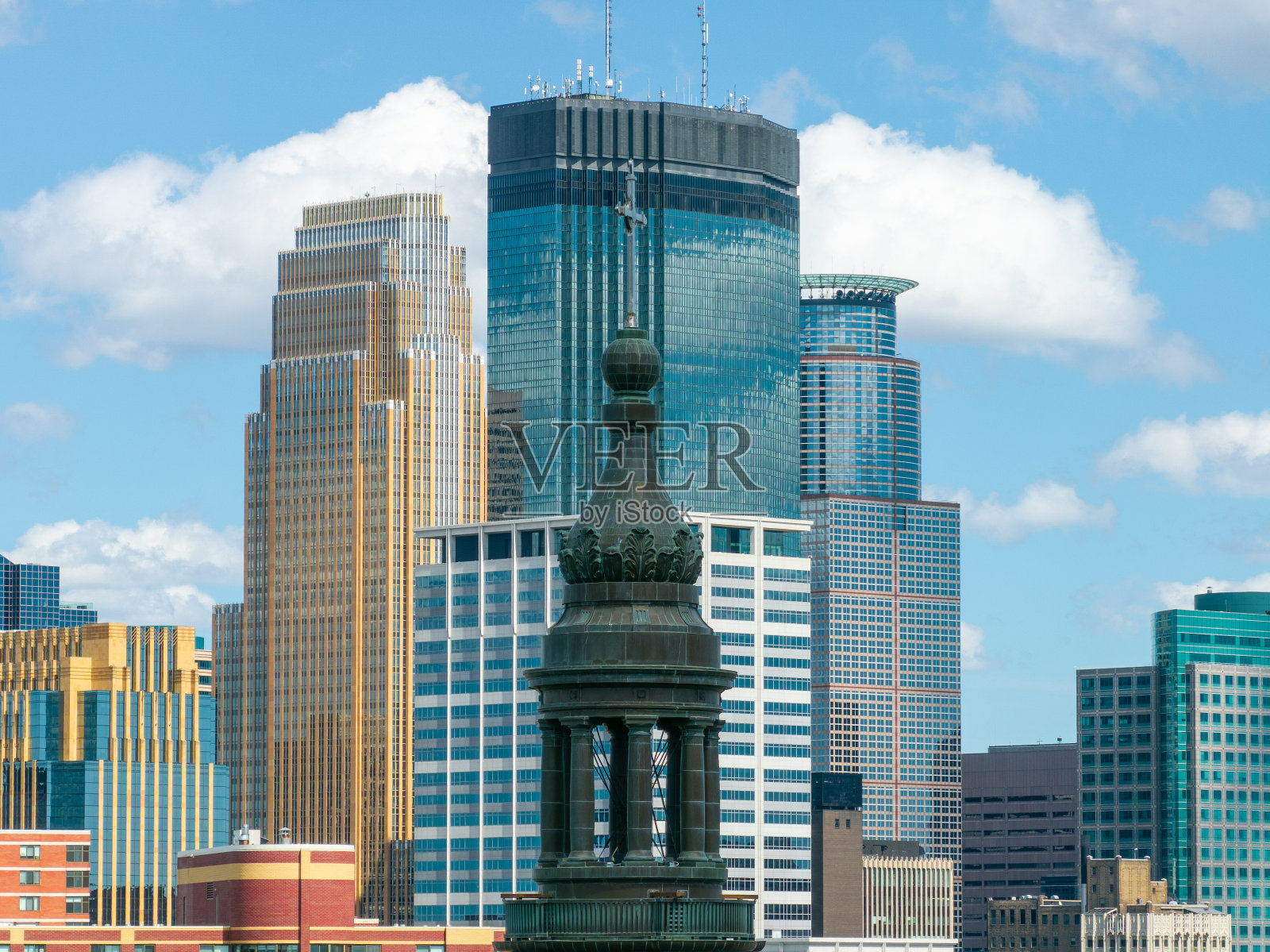 明尼阿波利斯市区天际线航拍图照片摄影图片