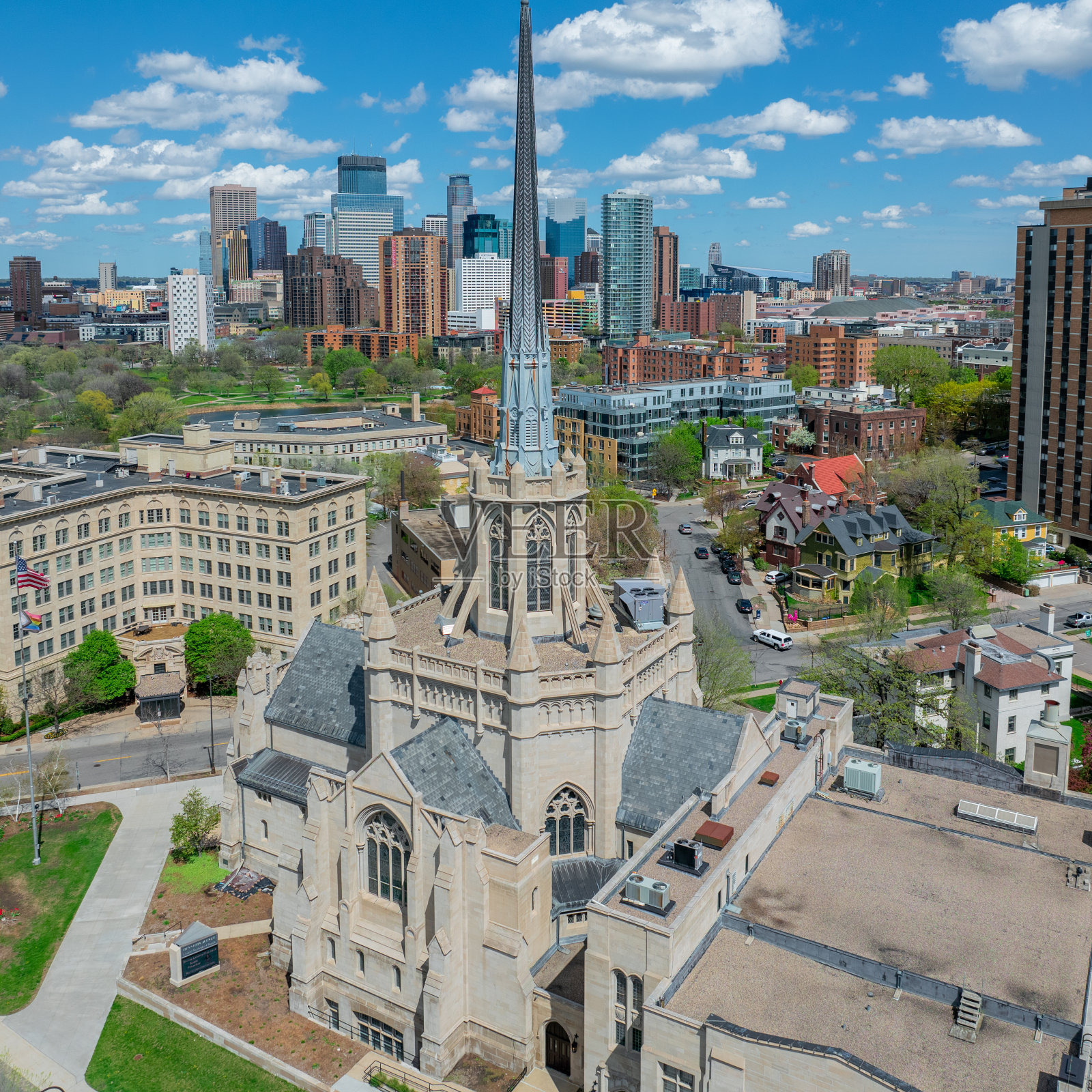 明尼阿波利斯市区天际线航拍图照片摄影图片