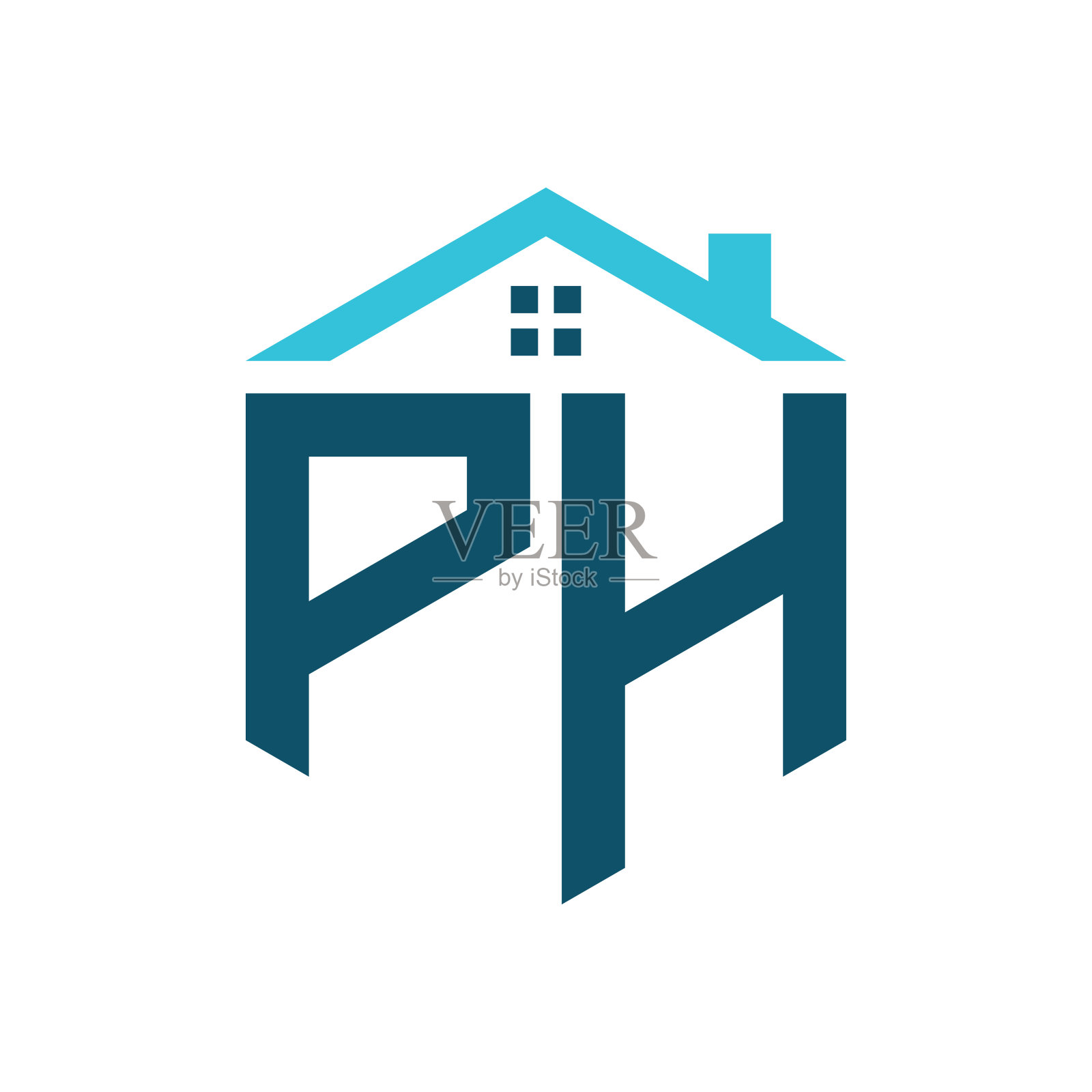 PH屋标志设计模板。房地产，建筑或任何房屋相关业务的字母PH标志插画图片素材
