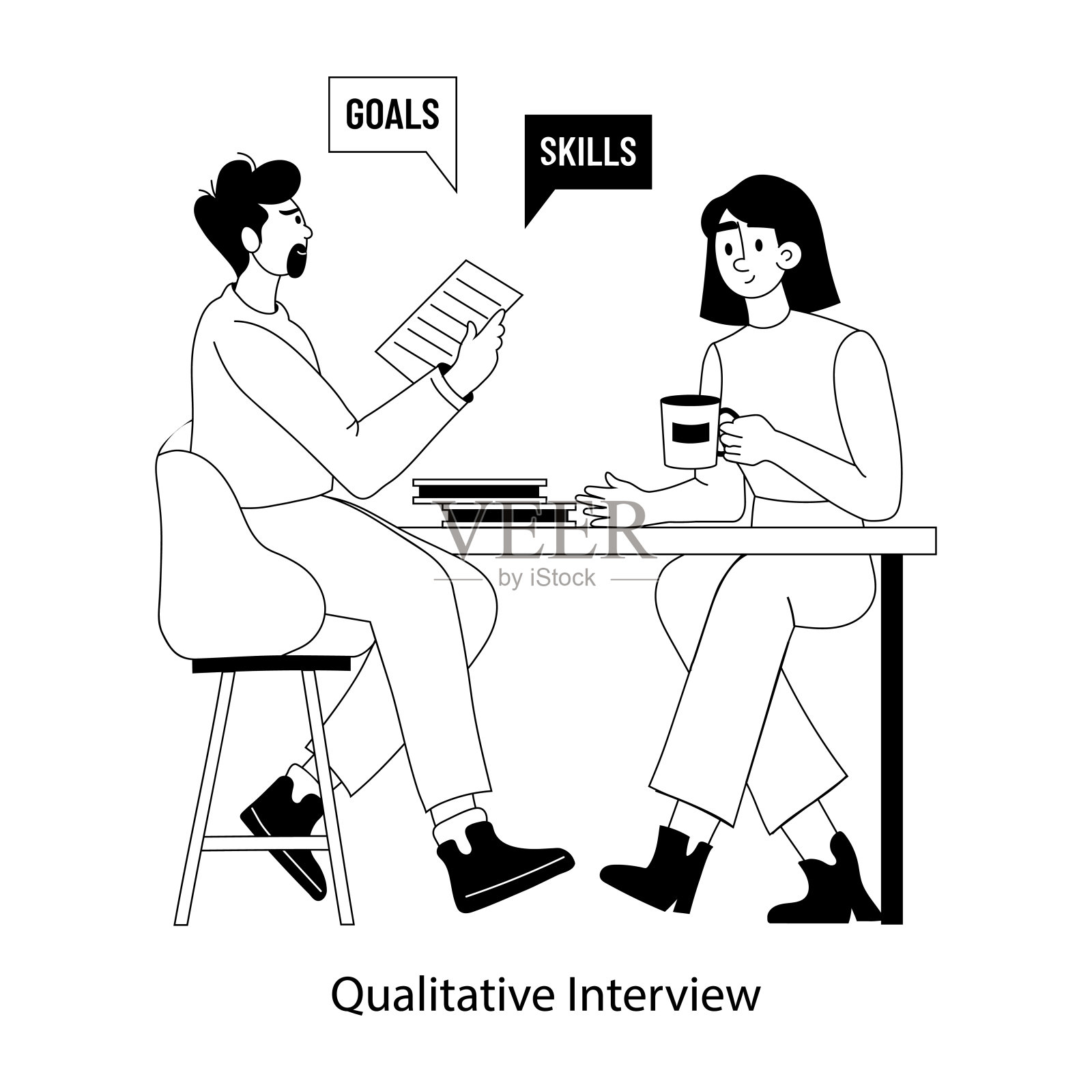 定性访谈插画图片素材