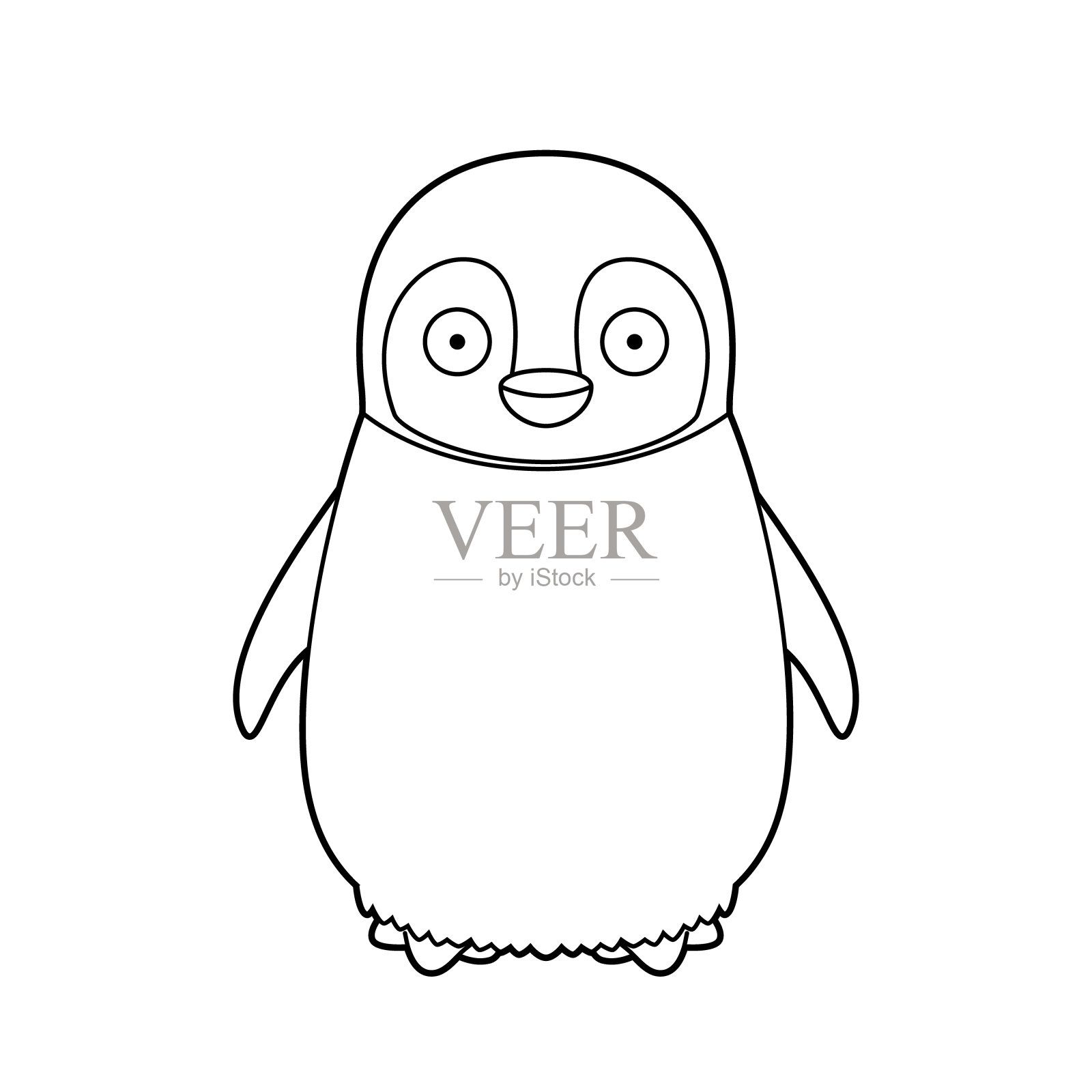 容易着色卡通矢量插图的一个小企鹅插画图片素材