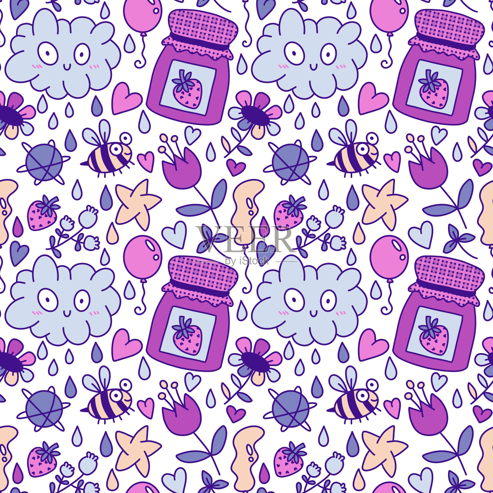 动物无缝图案的包装纸和孩子插画图片素材