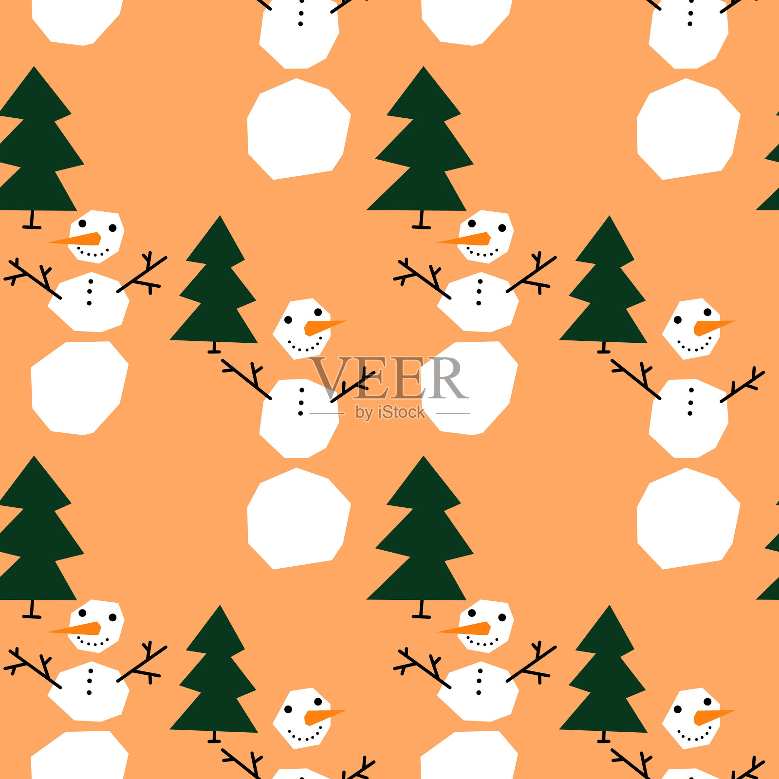 冬季圣诞无缝雪人图案包装纸插画图片素材