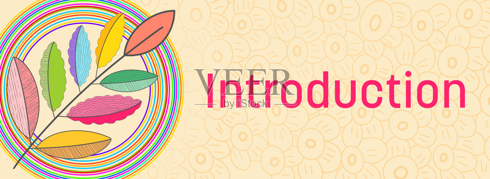 介绍彩色树叶圆形设计元素文本插画图片素材