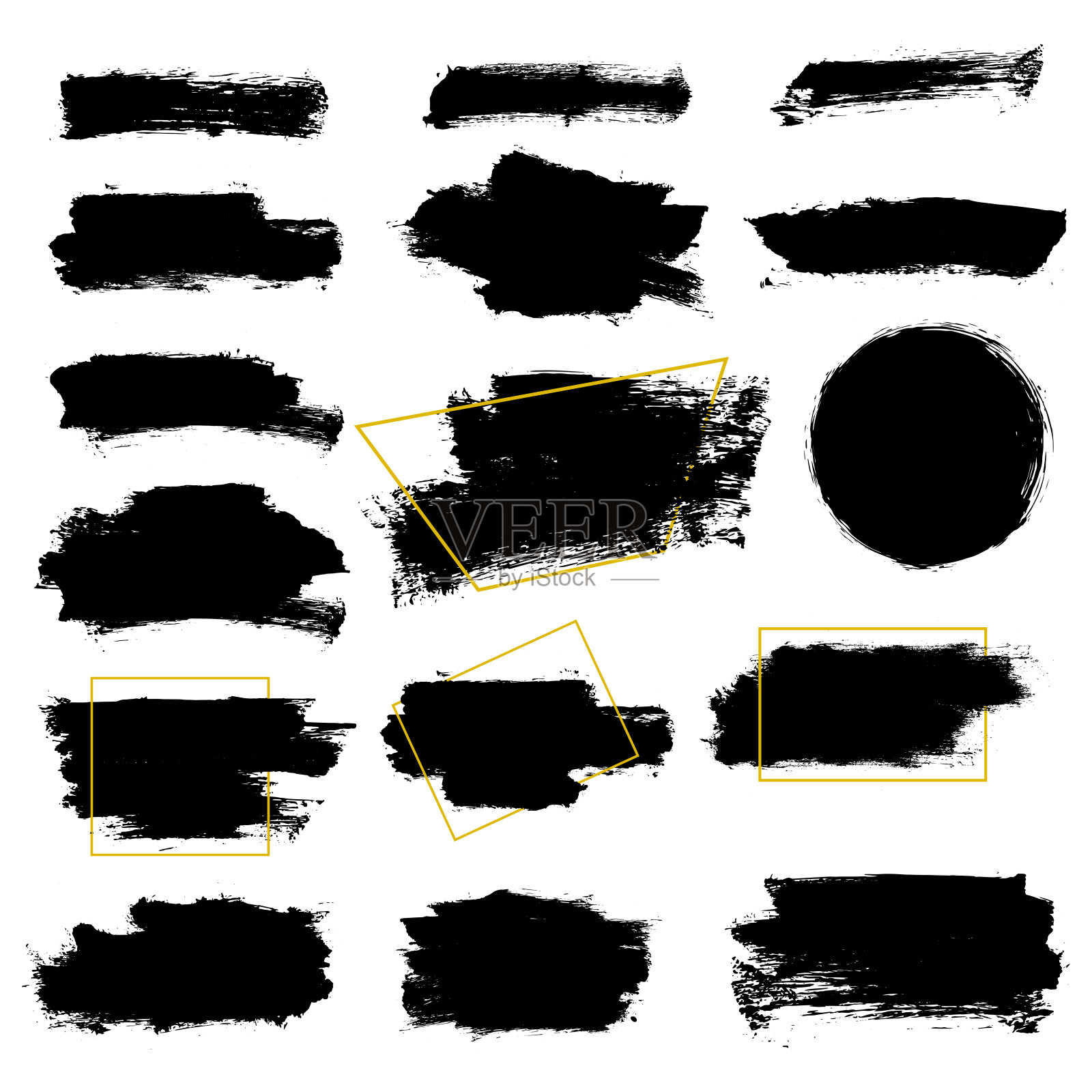 矢量油漆grunge与框架。垃圾刷元素设计文本框。插画图片素材