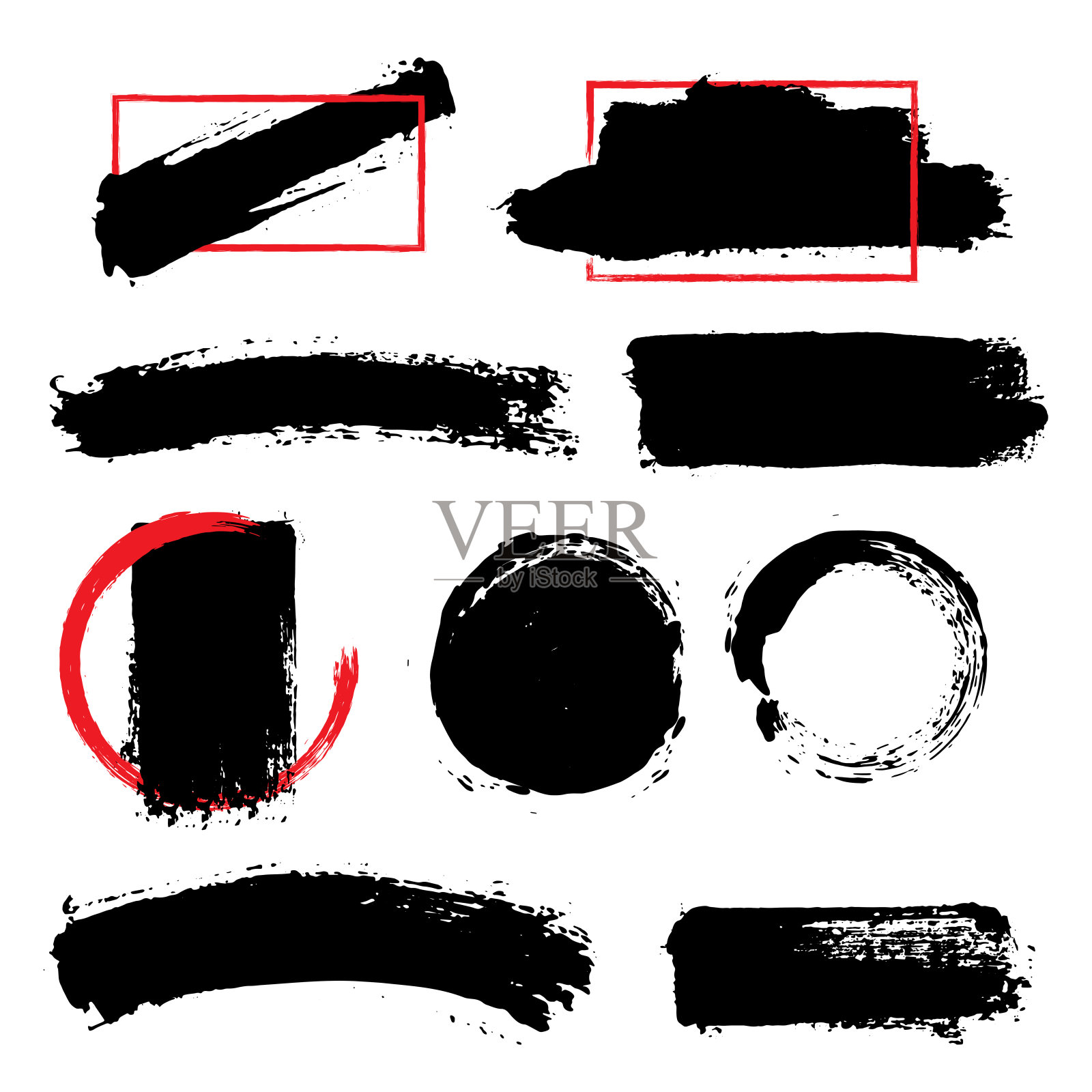 矢量笔刷笔触，横幅文本框。插画图片素材