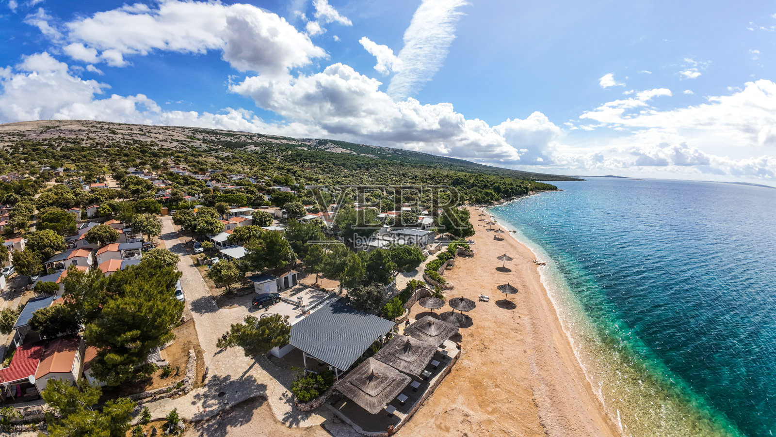 海滨露营地与豪华活动房屋，沙滩照片摄影图片