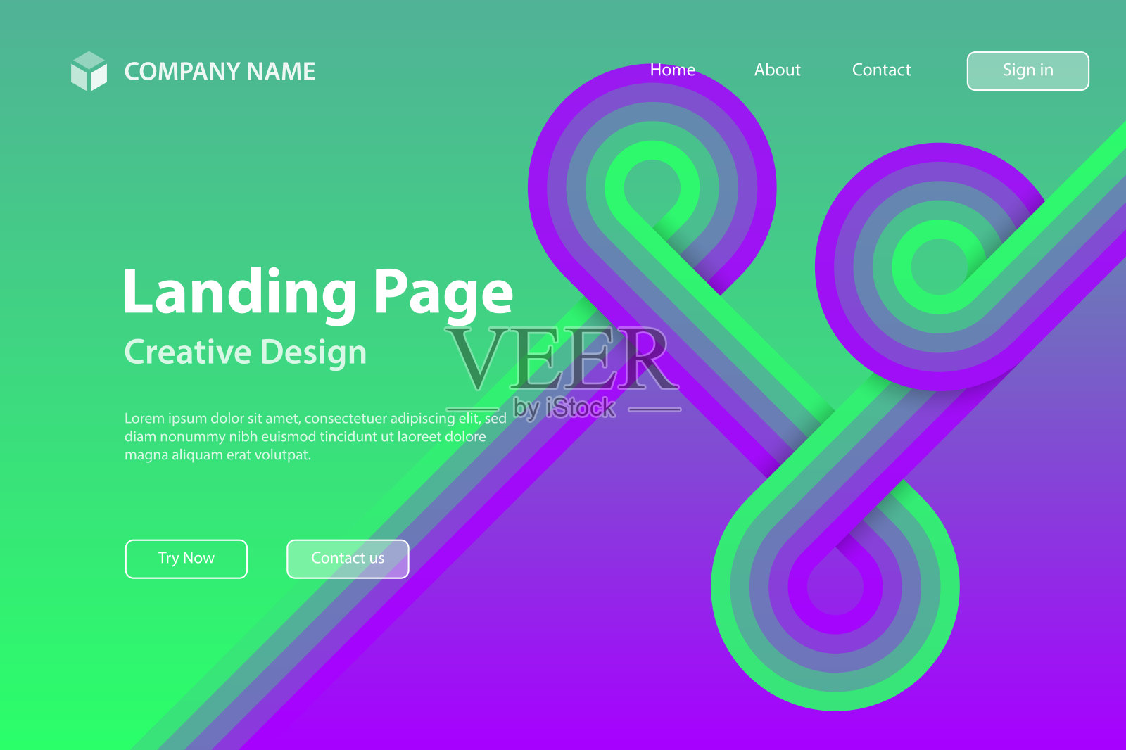 登陆页面模板-紫色复古背景-复古几何设计插画图片素材