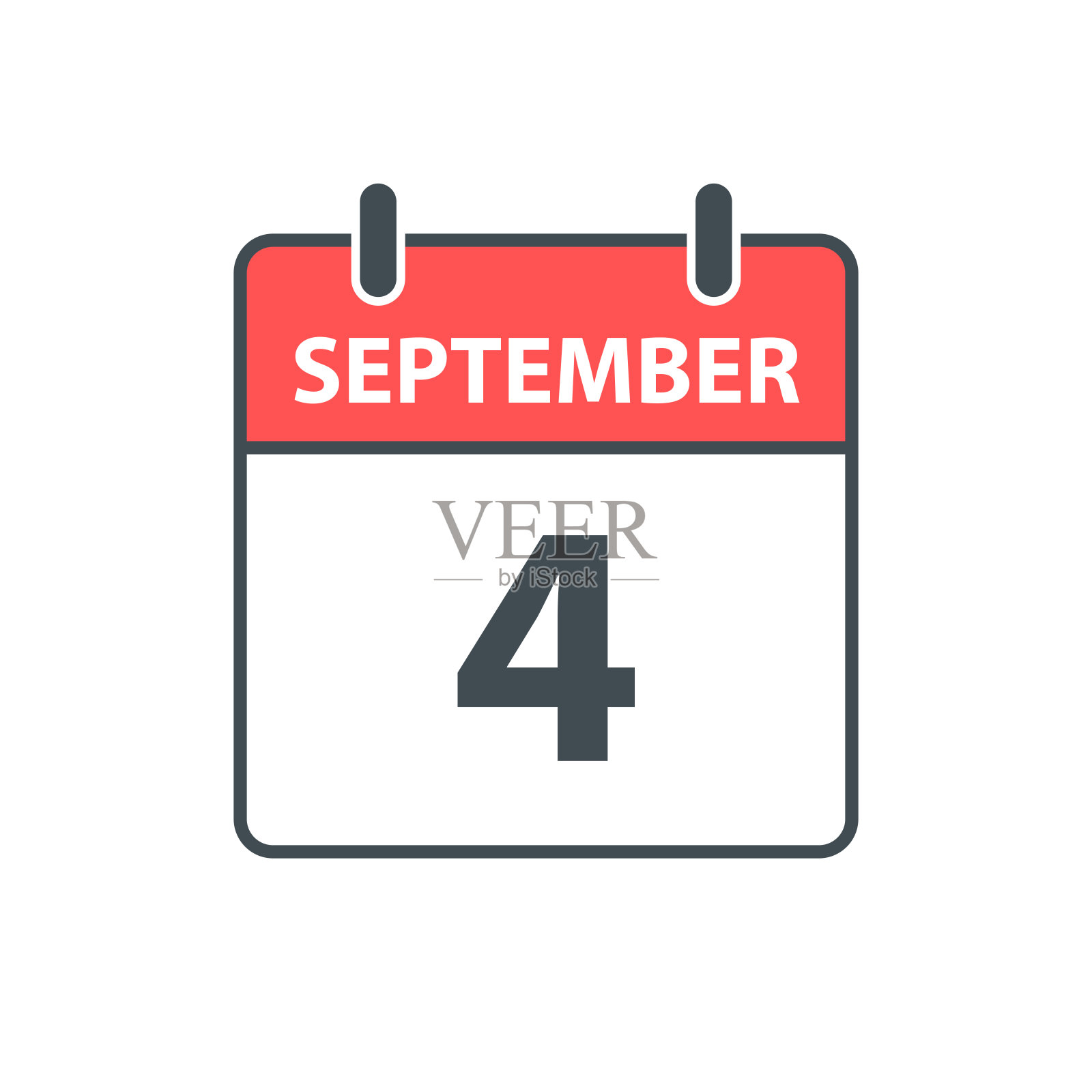 9月4日-每日日历图标在白色背景上的平面设计风格插画图片素材