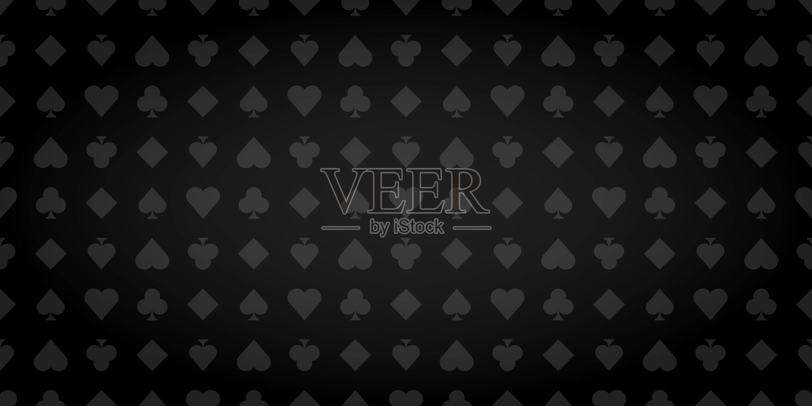 黑色赌场无缝图案。扑克简约的背景。卡片符号纹理。插画图片素材