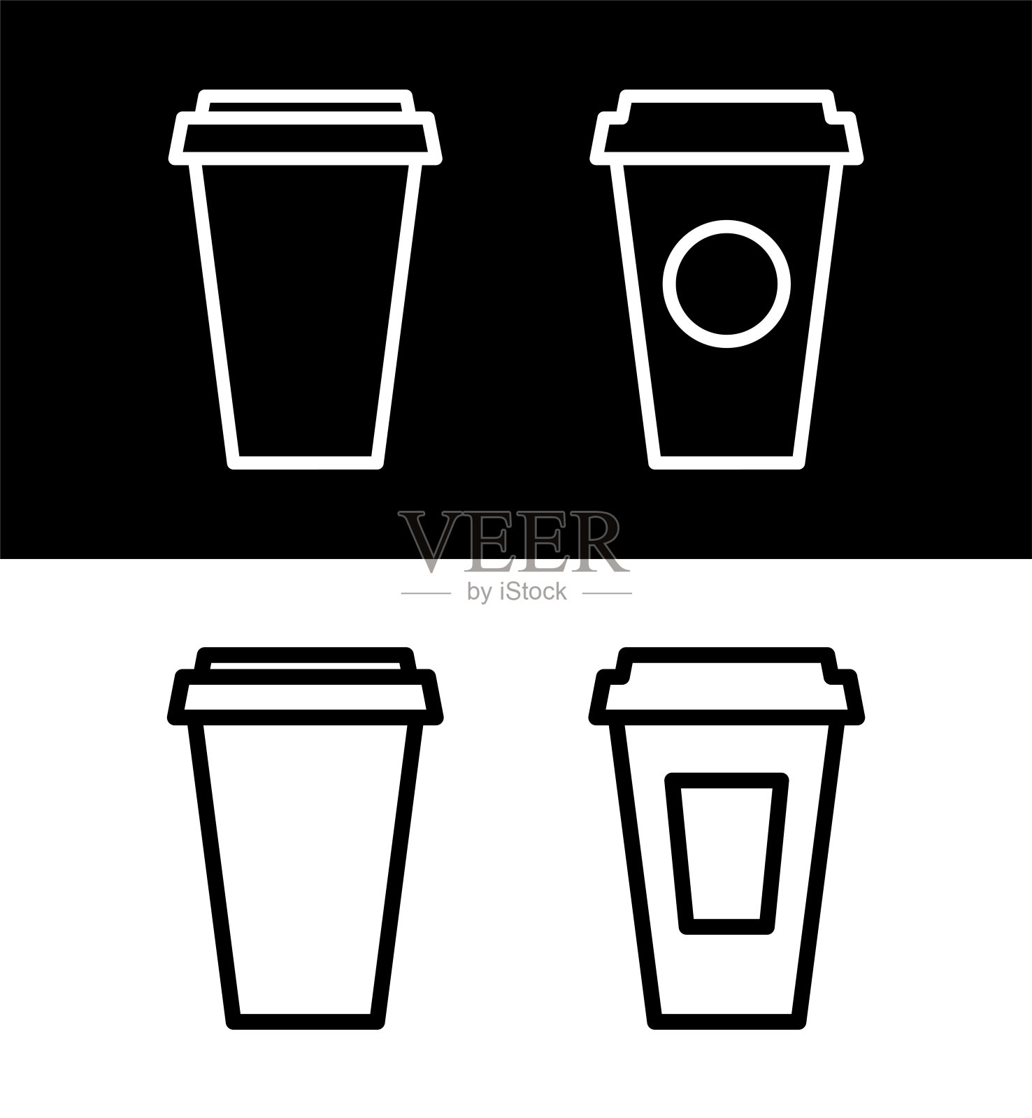 咖啡杯图标。快餐或咖啡馆的标志。插画图片素材