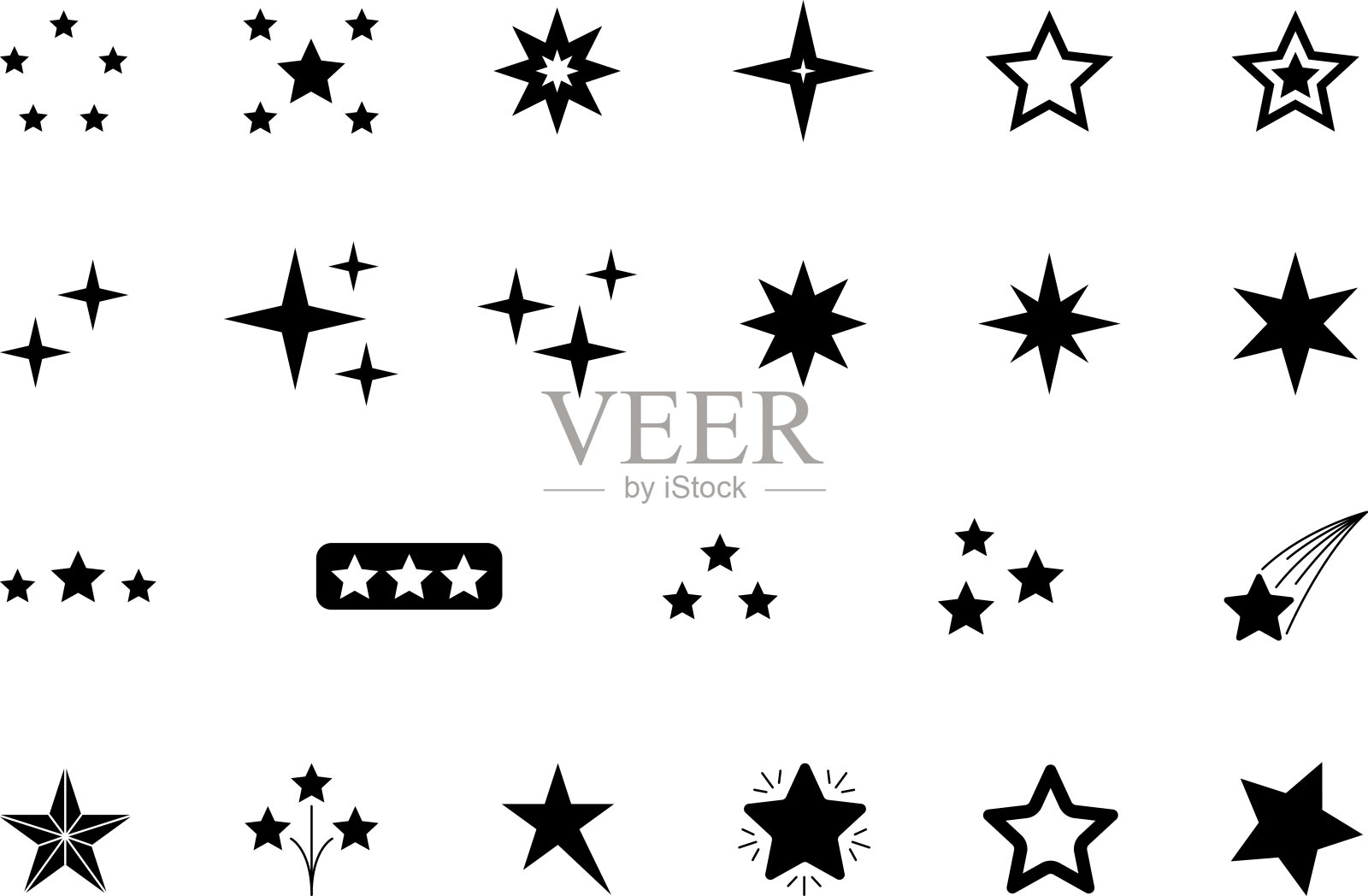 星图标。金星或最喜欢的平面图标应用程序和网站。星级图标。星向量集合。现代简单的星星。矢量插图。插画图片素材