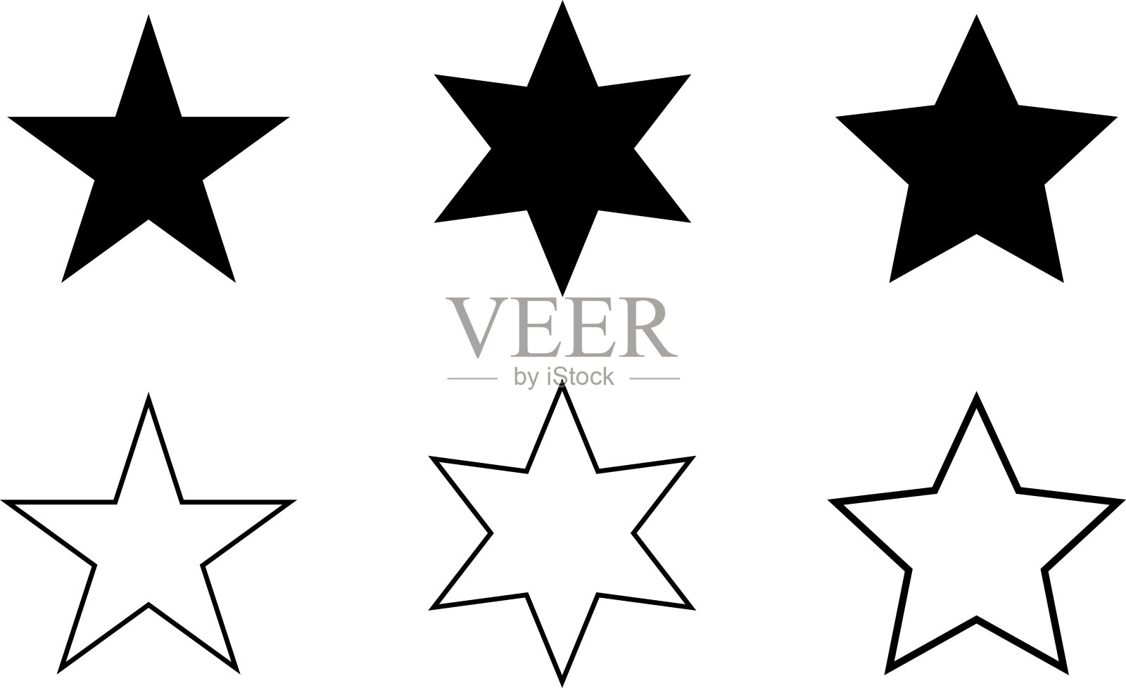 星图标。金星或最喜欢的平面图标应用程序和网站。星级图标。星向量集合。现代简单的星星。矢量插图。插画图片素材