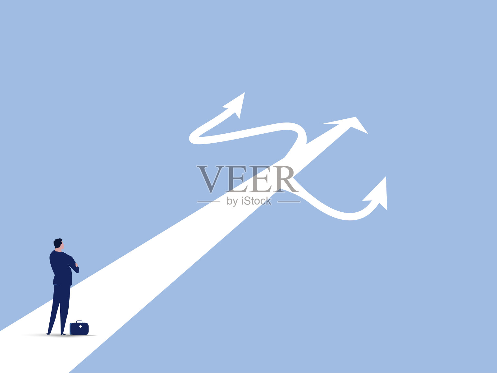 新方式概念。开始旅程，冒险和机会。商人瞄准目标的道路上户外目标概念矢量插画插画图片素材