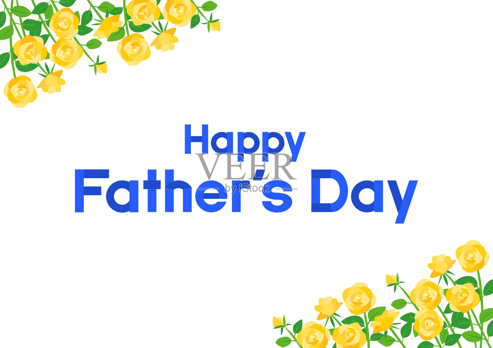 矢量插图的父亲节。黄玫瑰框架设计。插画图片素材