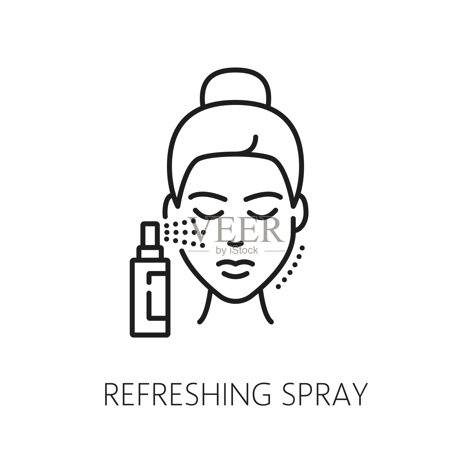 面部肌肤清爽喷雾，美容线icon插画图片素材
