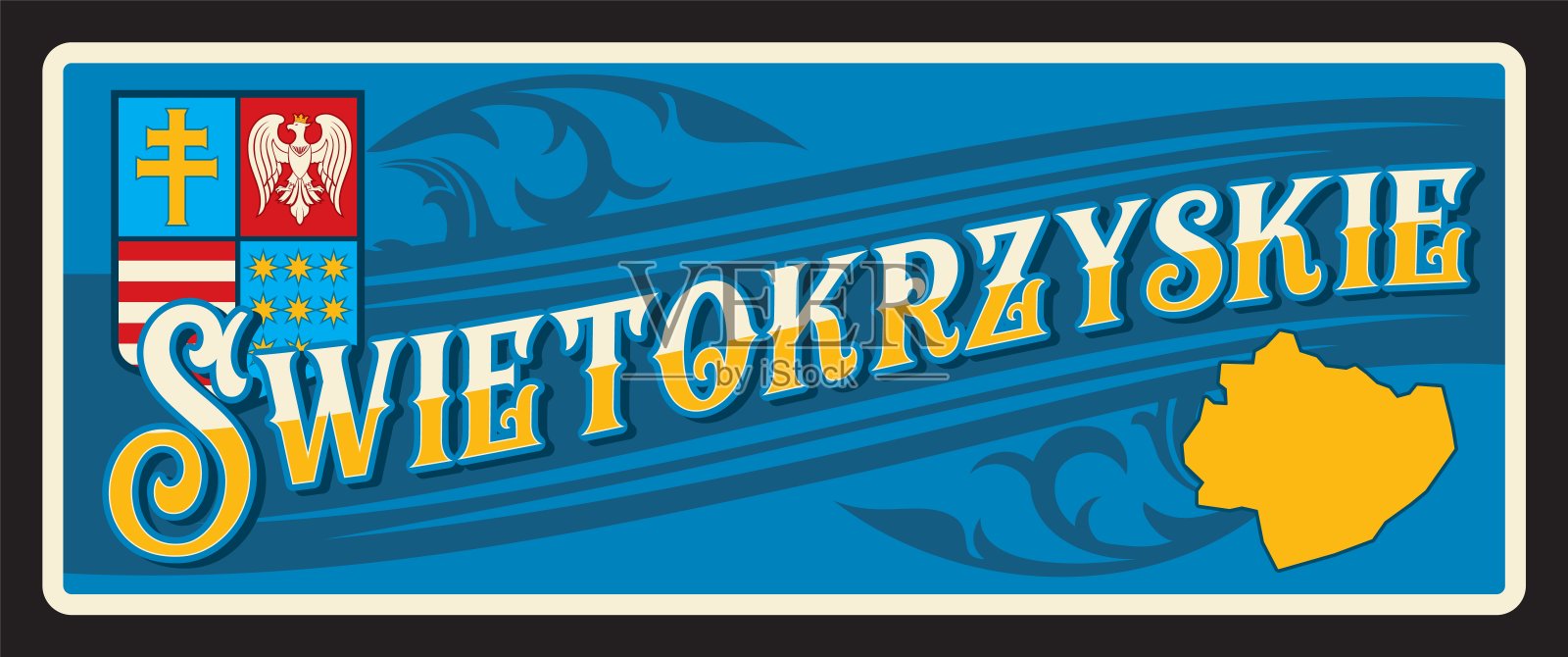 Swietokryskie voivodesship，复古旅行板插画图片素材