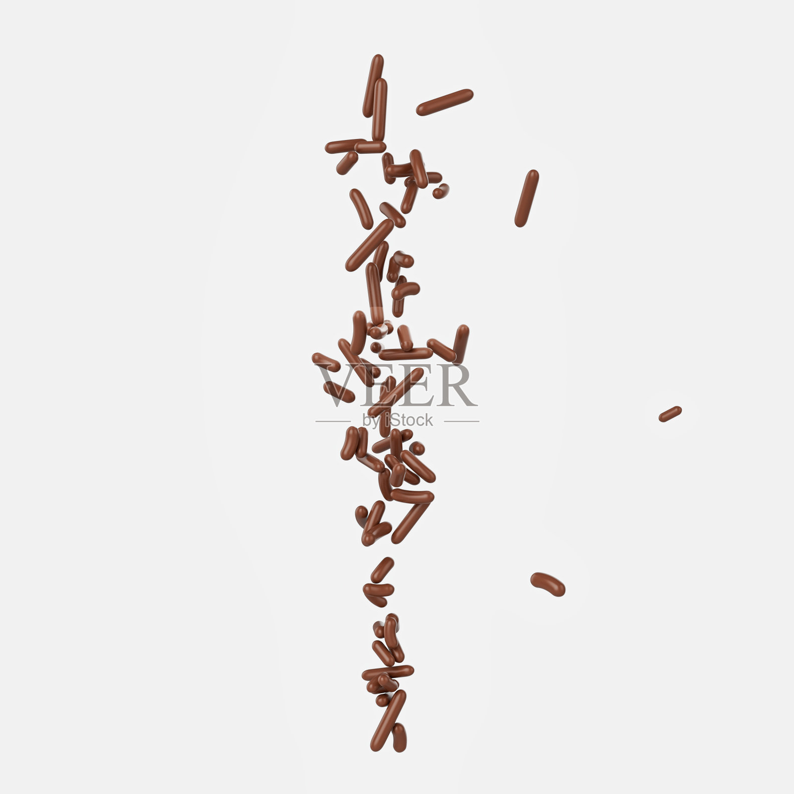 巧克力屑蛋糕和面包店项目从顶部落在白色背景3D插图照片摄影图片