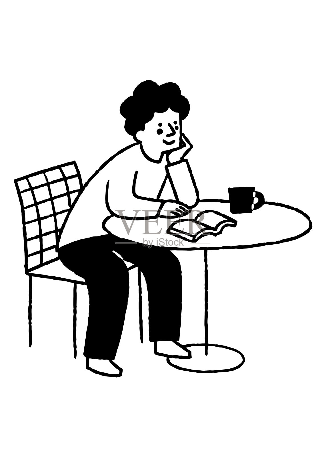 一个人在读书和思考插画图片素材