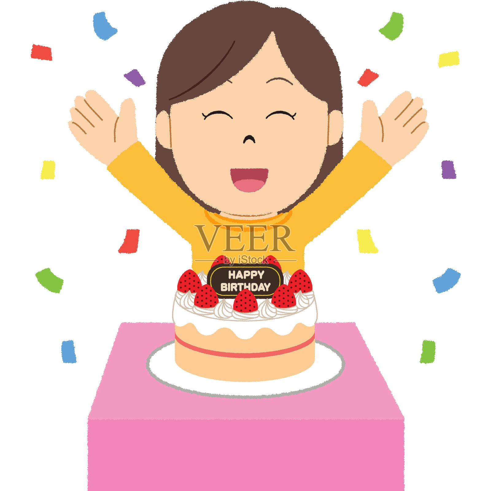 生日的女人插画图片素材