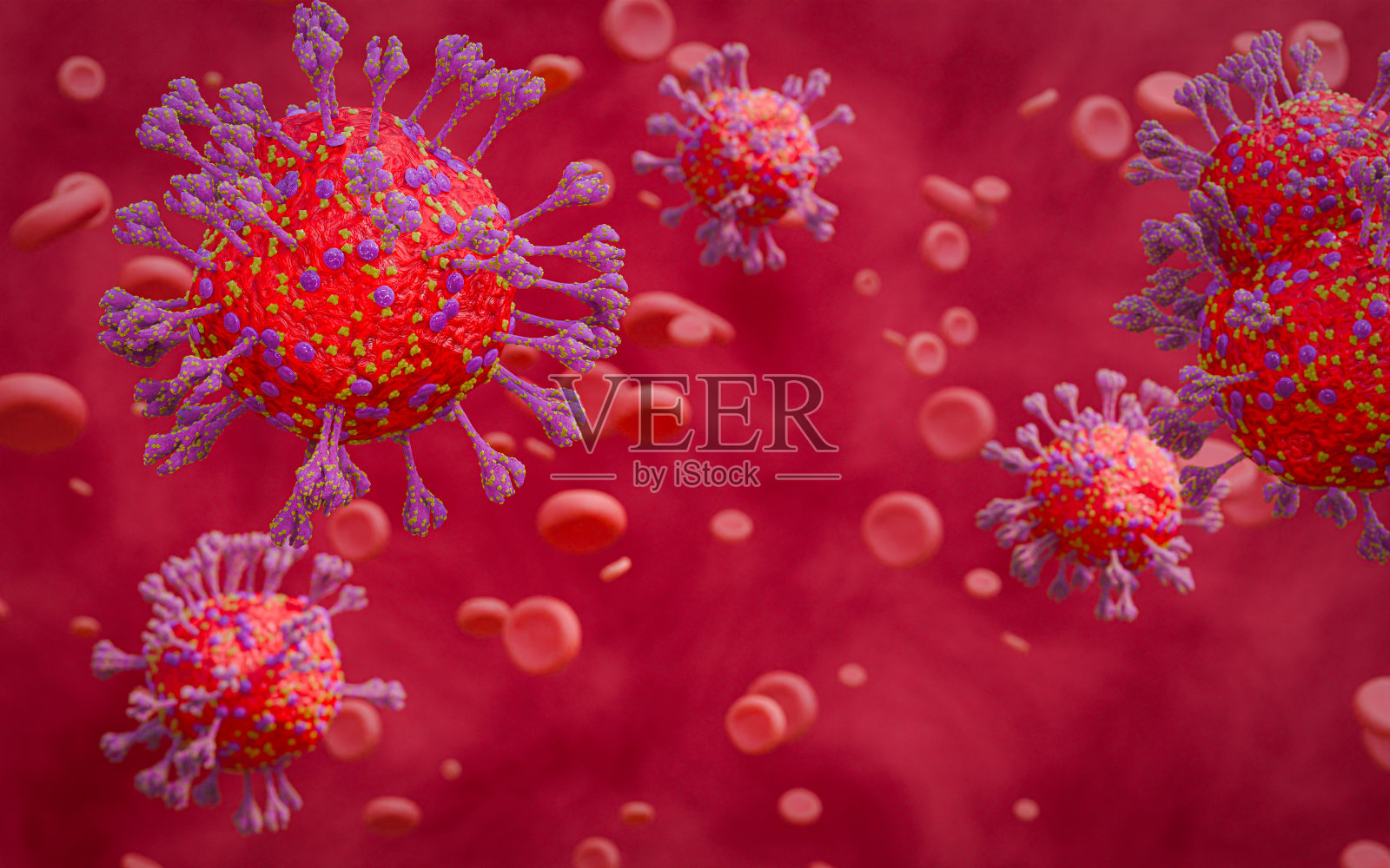 冠状病毒病COVID-19感染医学插图。病原体呼吸道流感covid病毒细胞。冠状病毒疾病的新官方名称为COVID-19。三维渲染照片摄影图片