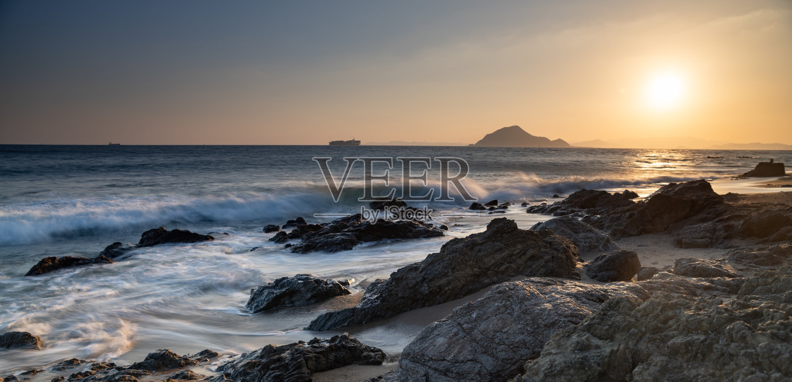 黄昏的海岸景观照片摄影图片