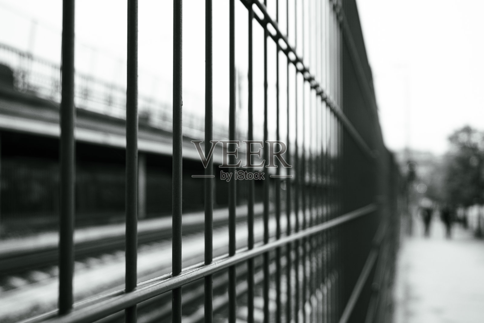 栅栏的黑白特写照片摄影图片