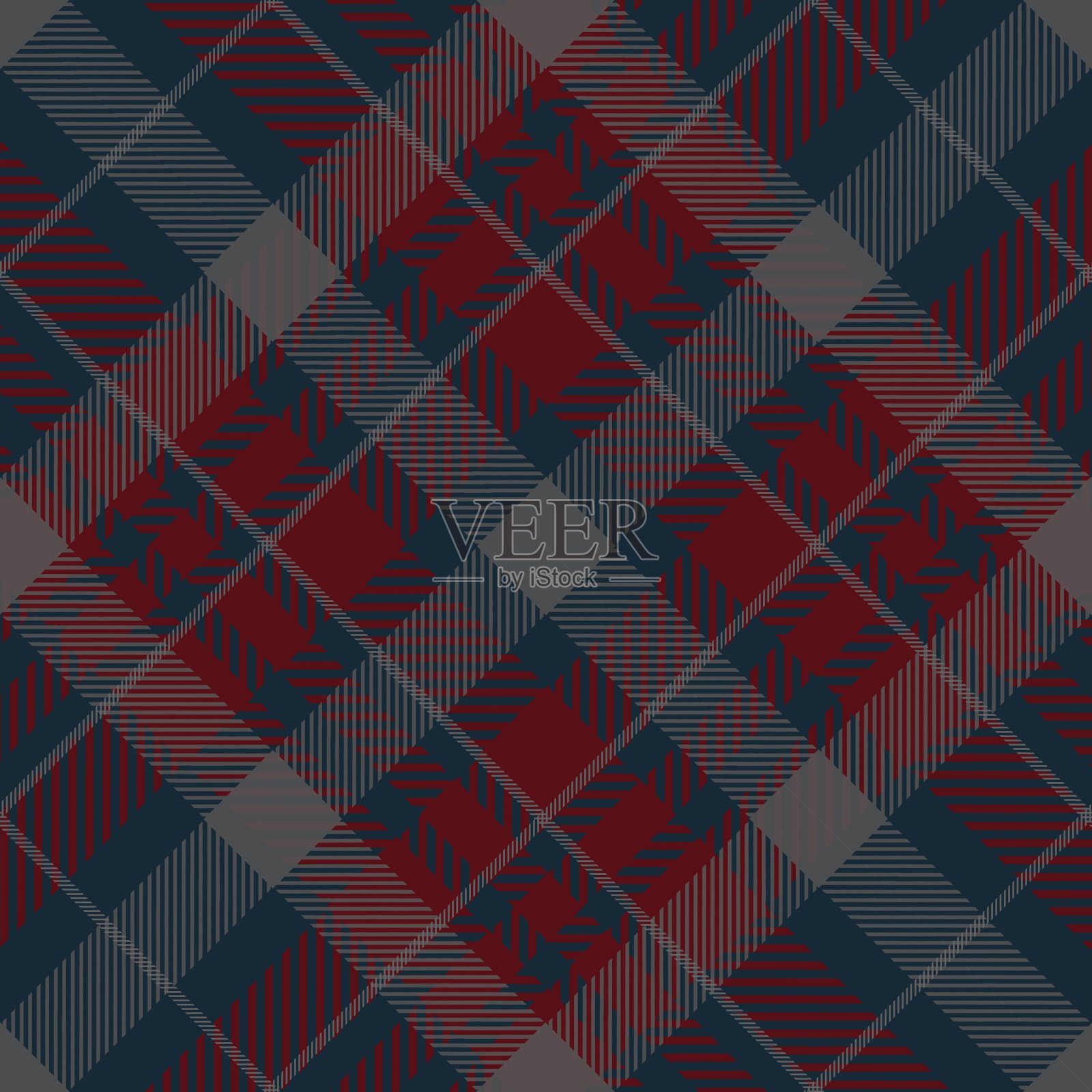 格子花纹无缝图案，红色和海军蓝插画图片素材
