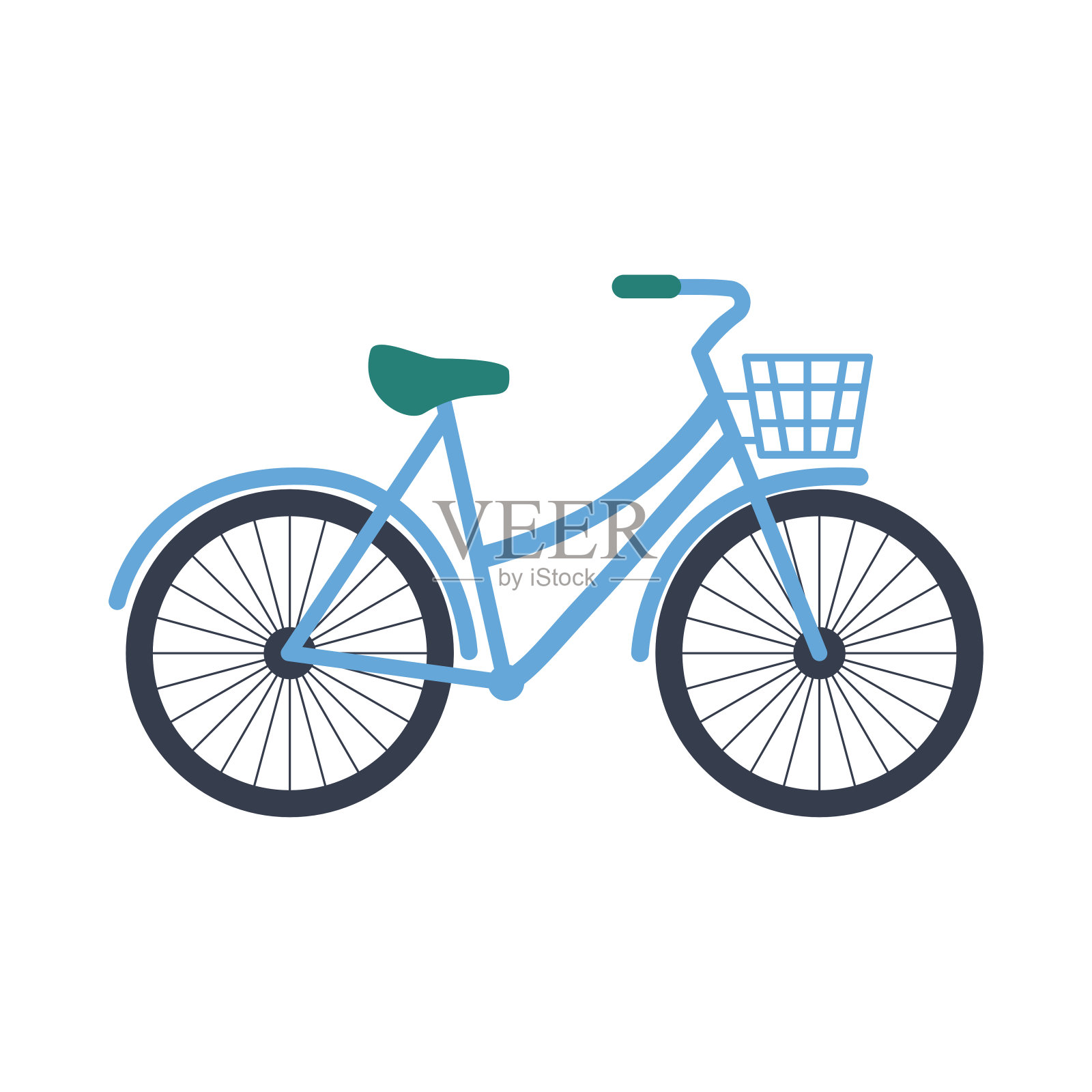 自行车篮子里插画图片素材