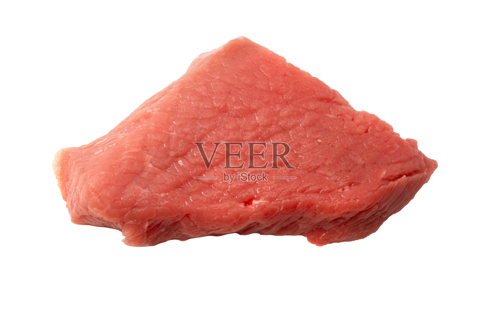 小牛肉片生孤立在白色背景。照片摄影图片