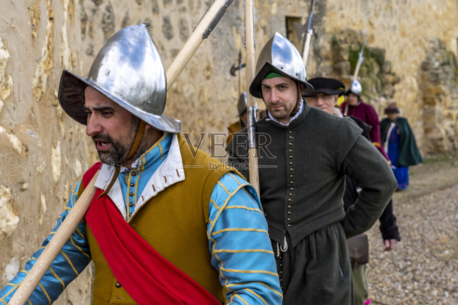 16世纪西班牙军队的方阵队形重现照片摄影图片