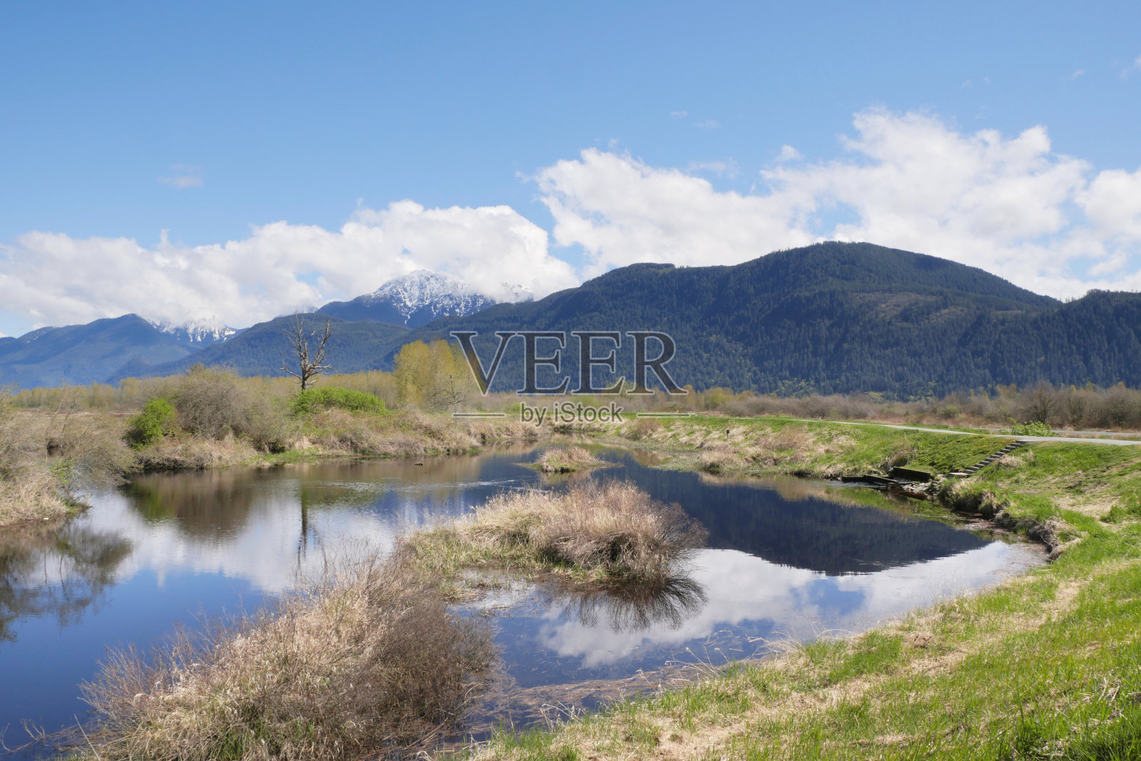 皮特梅多斯春季的皮特河堤坝风景点照片摄影图片