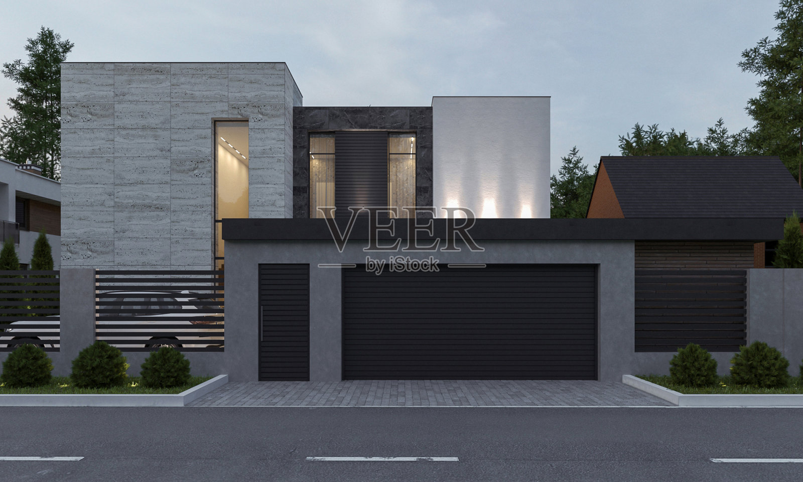 现代住宅的三维可视化照片摄影图片