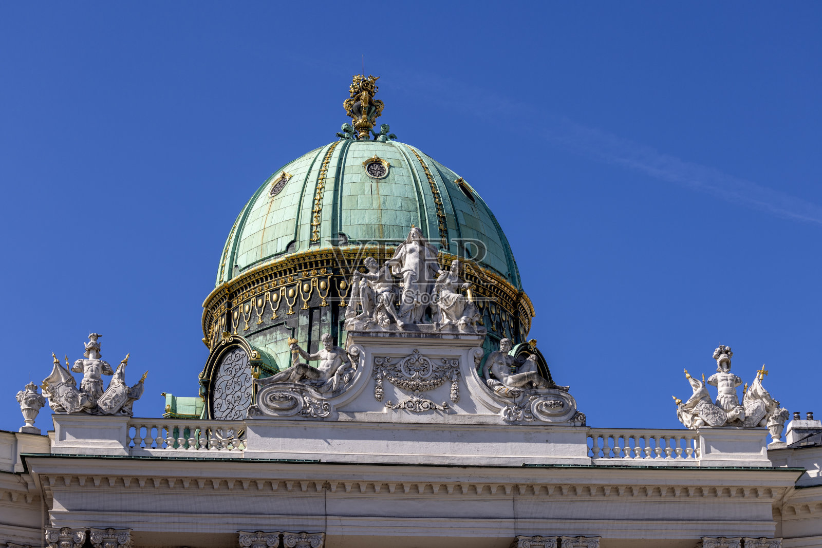 奥地利维也纳,霍夫堡宫与塞西博物馆的装饰立面细节照片摄影图片