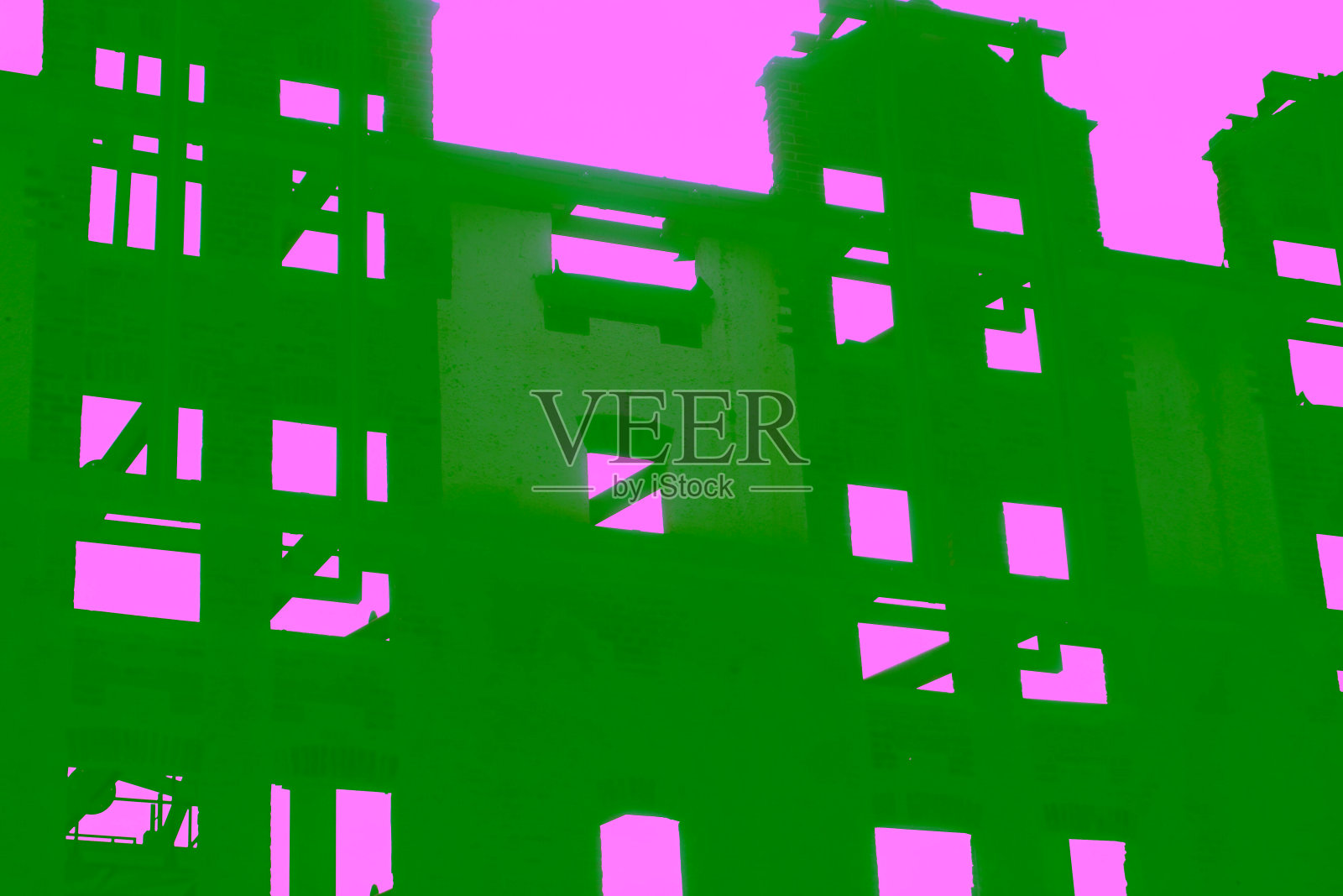 英国伦敦部分被拆除的建筑立面照片摄影图片