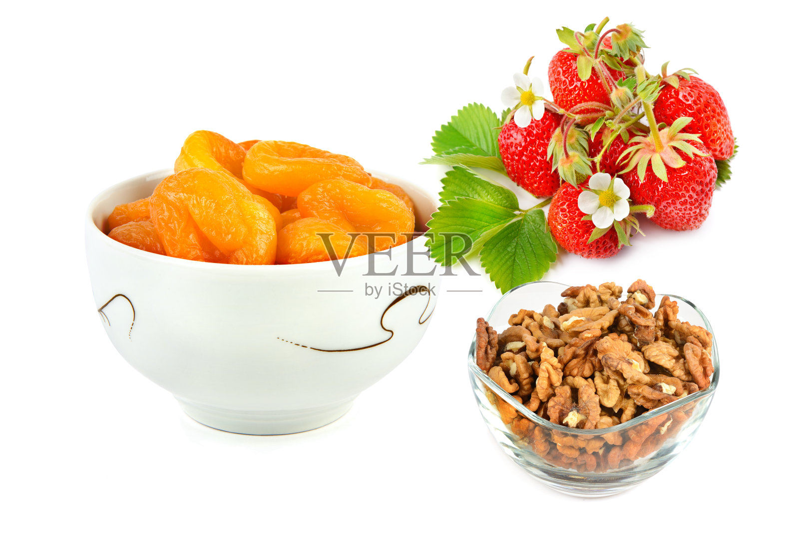 杏干和分离上一白。拼贴画。照片摄影图片