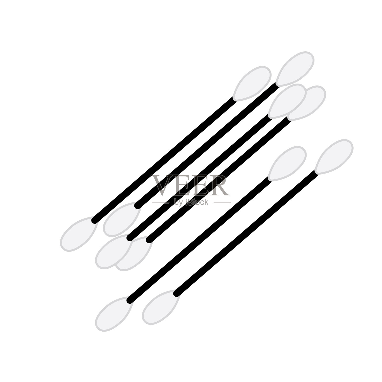 采购产品棉拭子图标，纸耳棒符号，卫生芽标志，耳垢清洁器拭子轮廓，最小耳棒插画图片素材