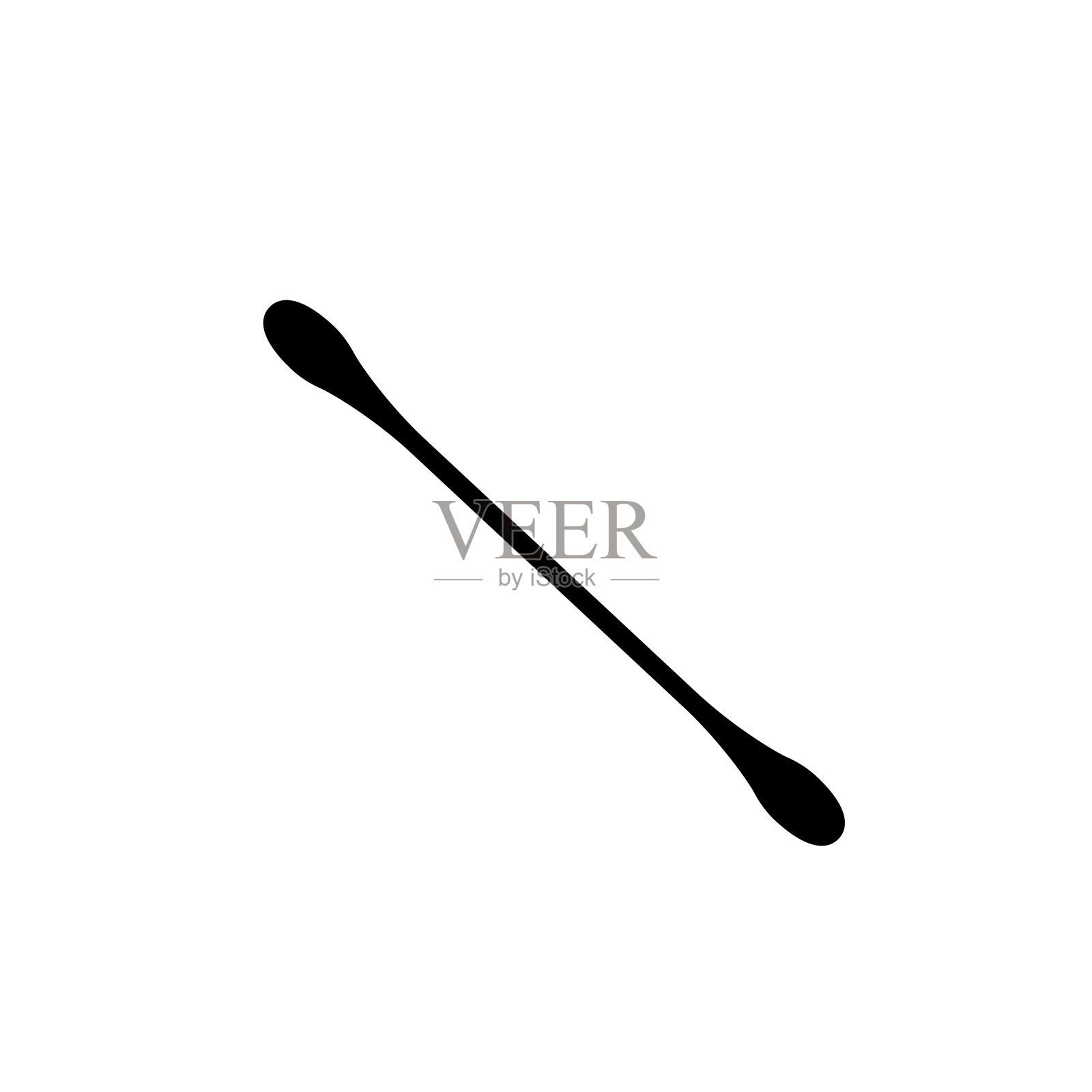 采购产品棉拭子图标，纸耳棒符号，卫生芽标志，耳垢清洁器拭子轮廓，最小耳棒插画图片素材