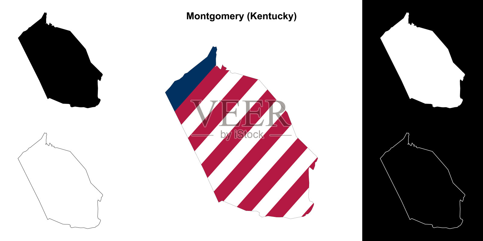蒙哥马利县(肯塔基州)大纲地图集插画图片素材