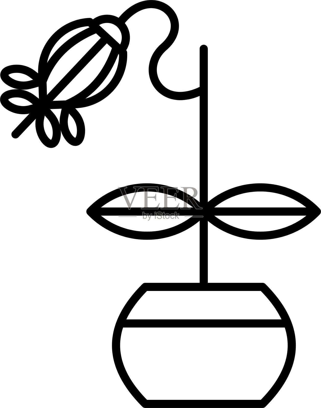 流血的心藤轮廓矢量插图插画图片素材