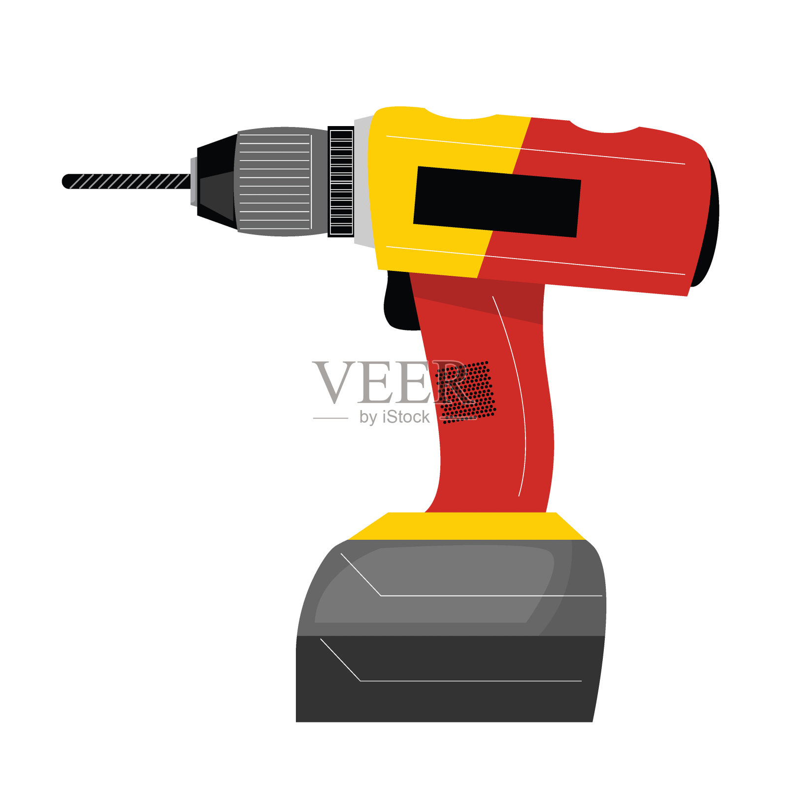 手钻醒目的橙色和黑色。工具设计插画图片素材